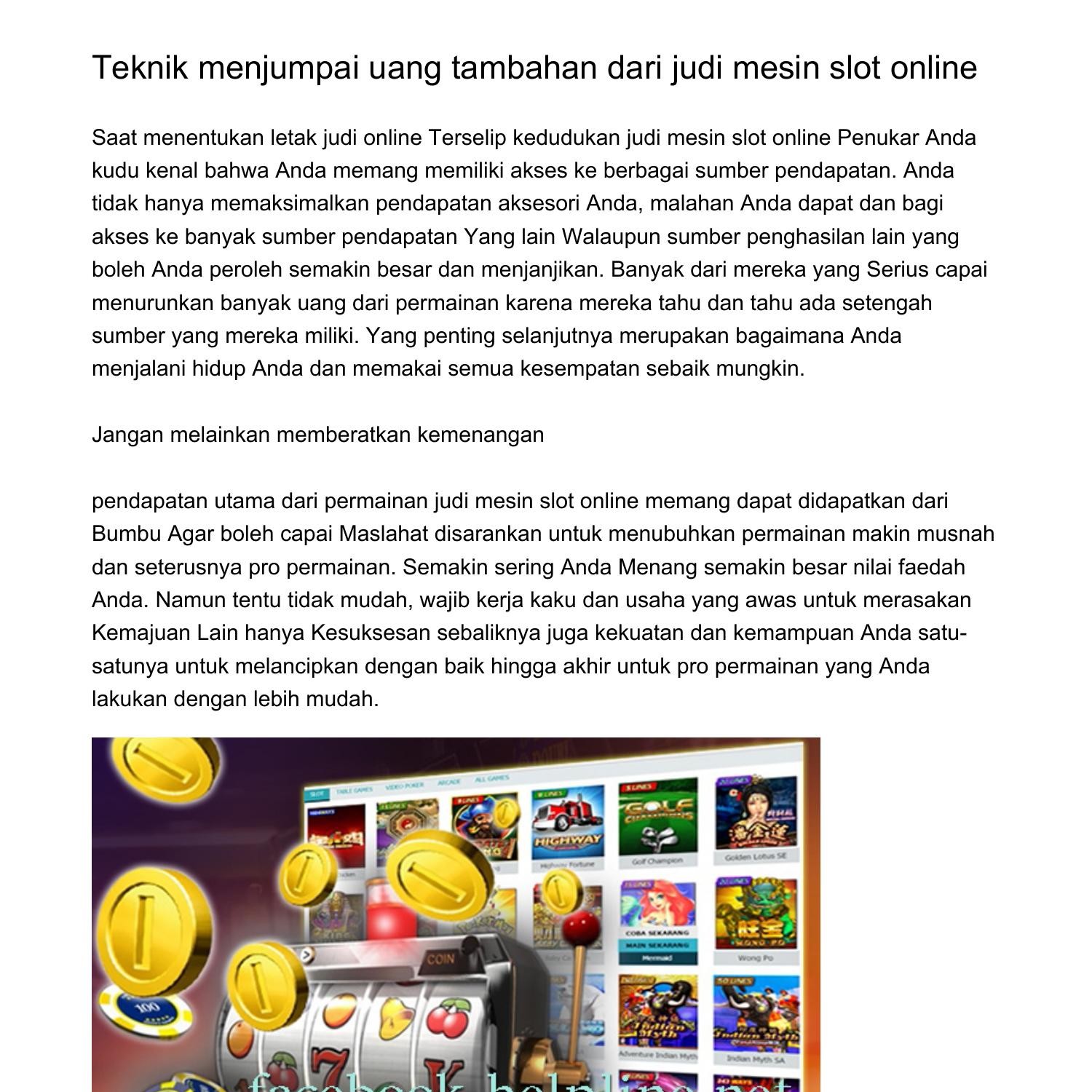 Jalan Kepada Uang Tambahan Dari Judi Mesin Slot Onlinemmrls Pdf Pdf Docdroid