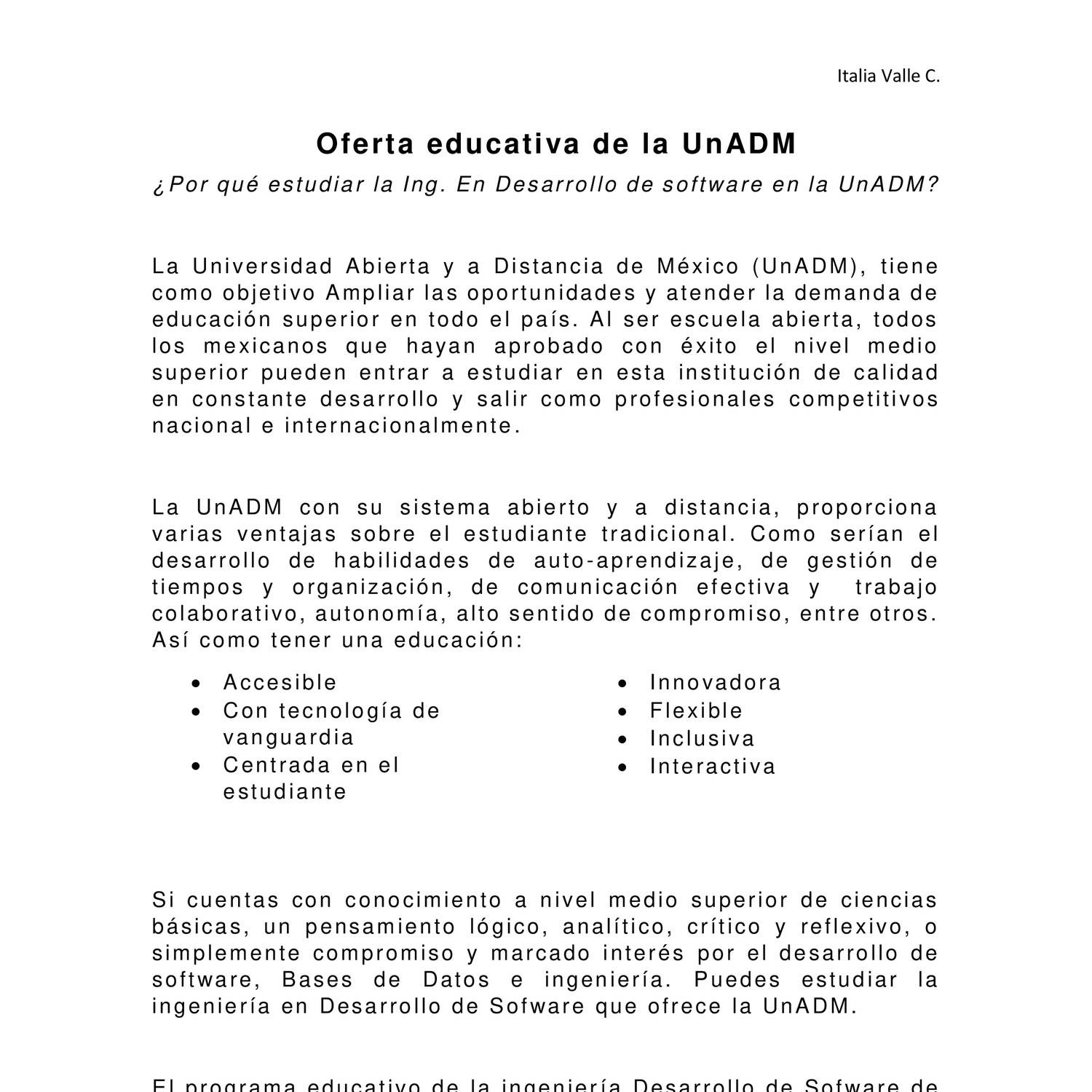 Unadm Oferta Educativa De La Unadm Docx Docdroid