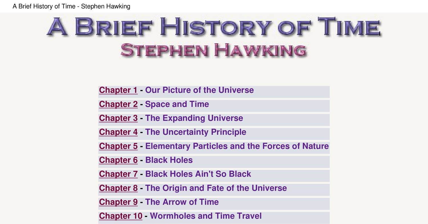 Stephen Hawking A Brief History Of Timepdf Docdroid 7427