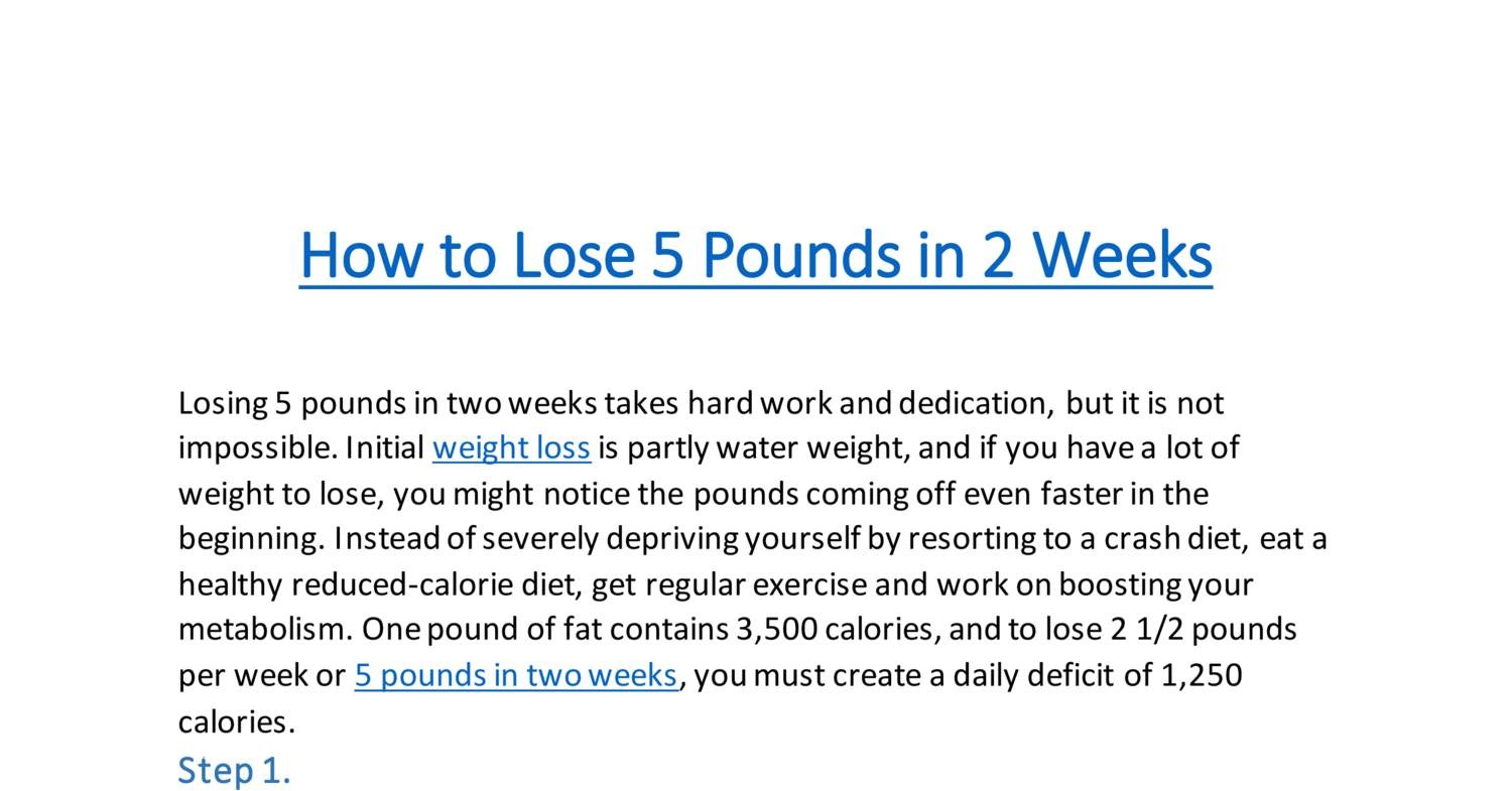 How To Lose 5 Pounds In 2 Weeks Healthline