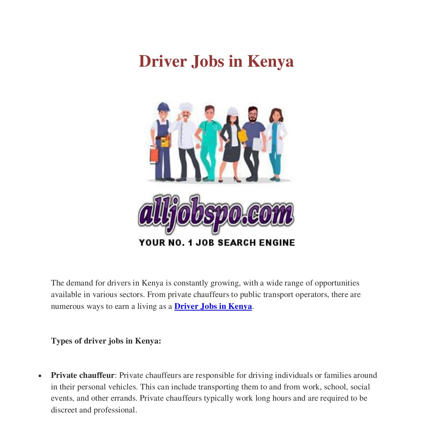 tour guide driver jobs in kenya in 2022