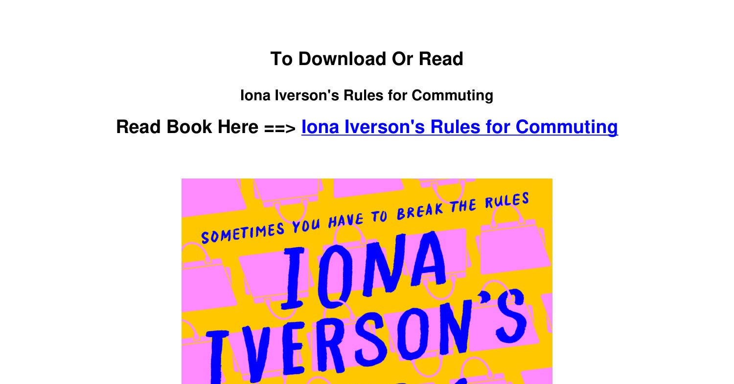 iona iverson's rules for commuting by clare pooley