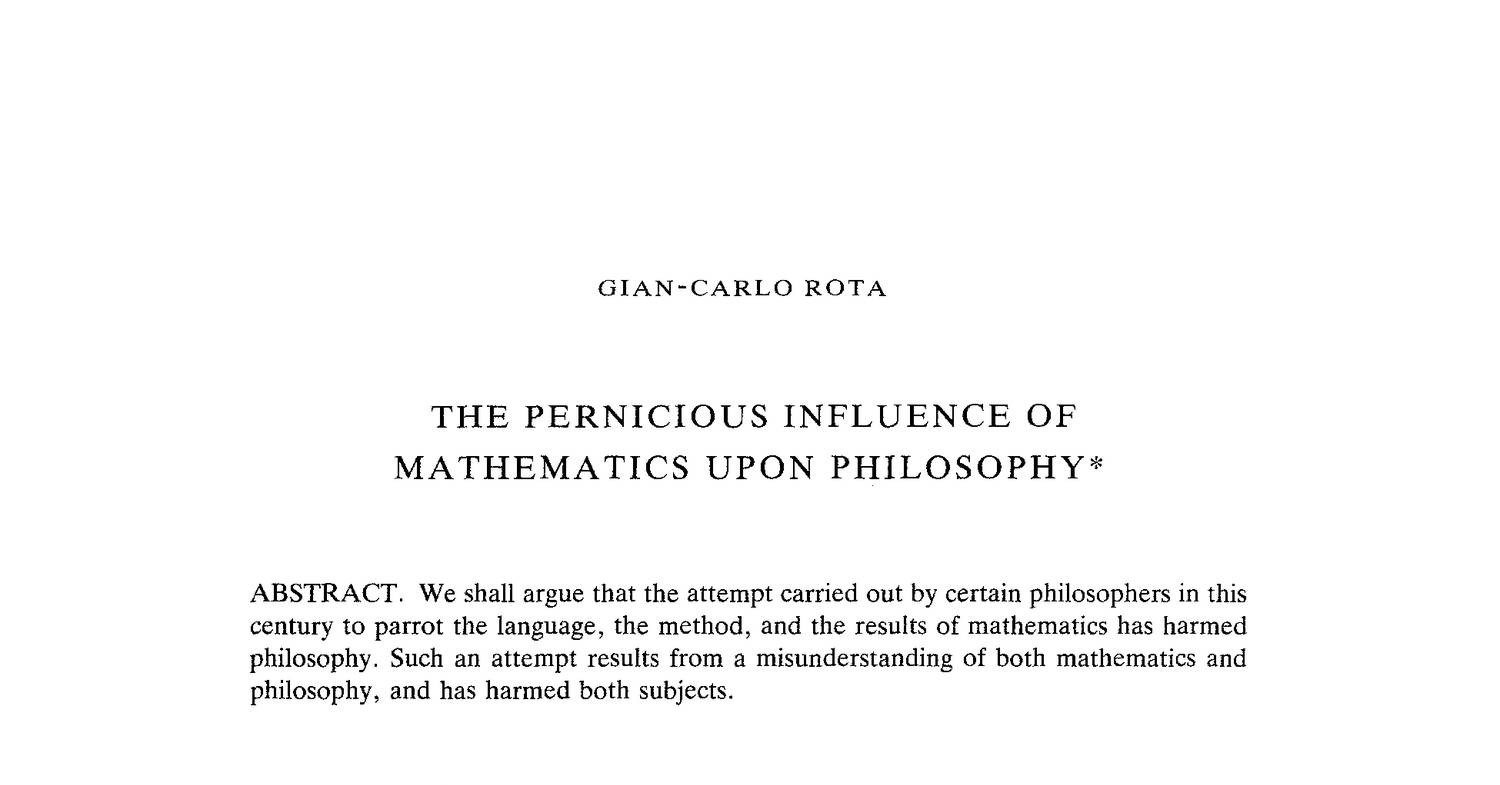 Synthese Volume 88 Issue 2 1991 [doi 10 1007 2fbf00567744] Gian Carlo Rota The Pernicious