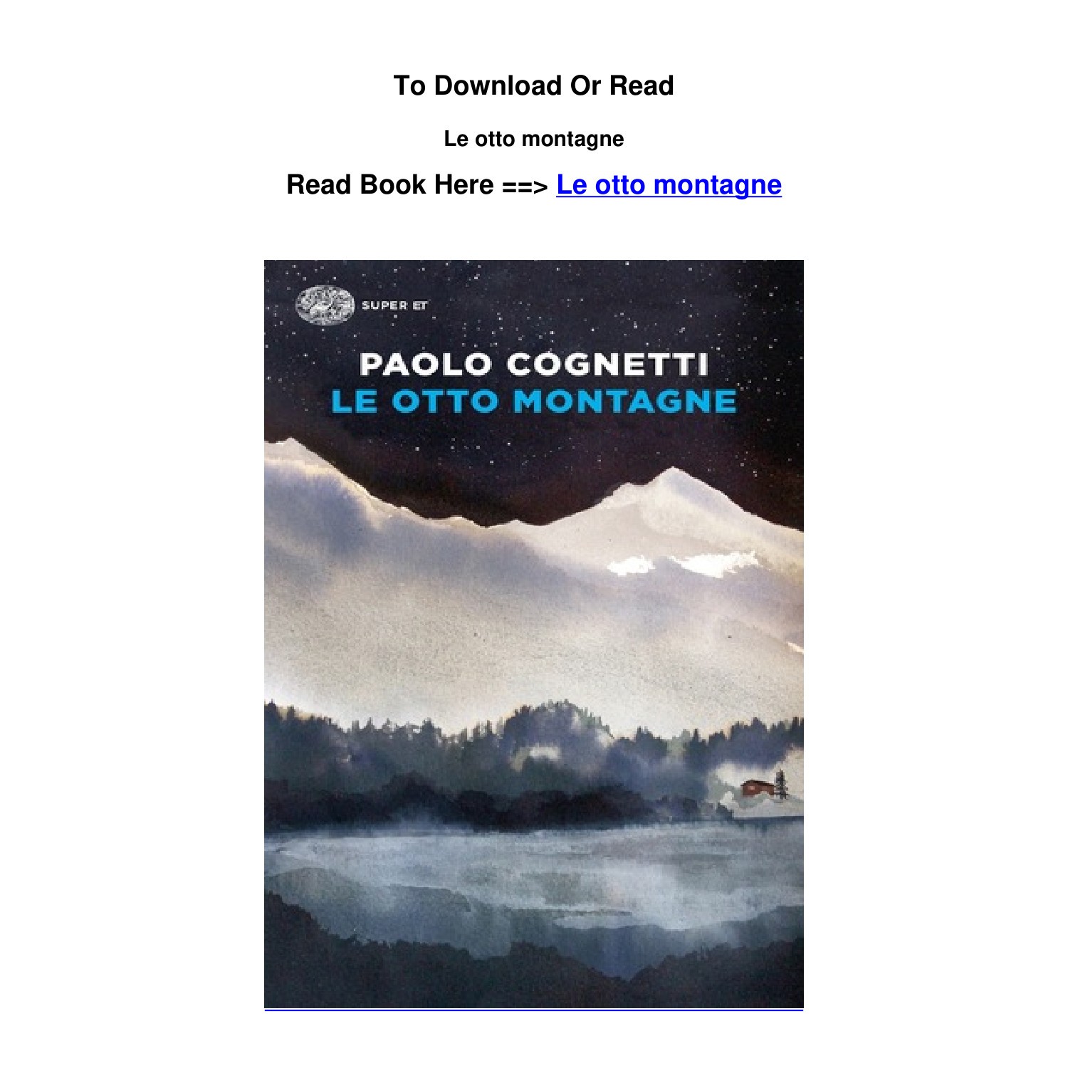 PDF] Le otto montagne di Paolo Cognetti, versione eBook