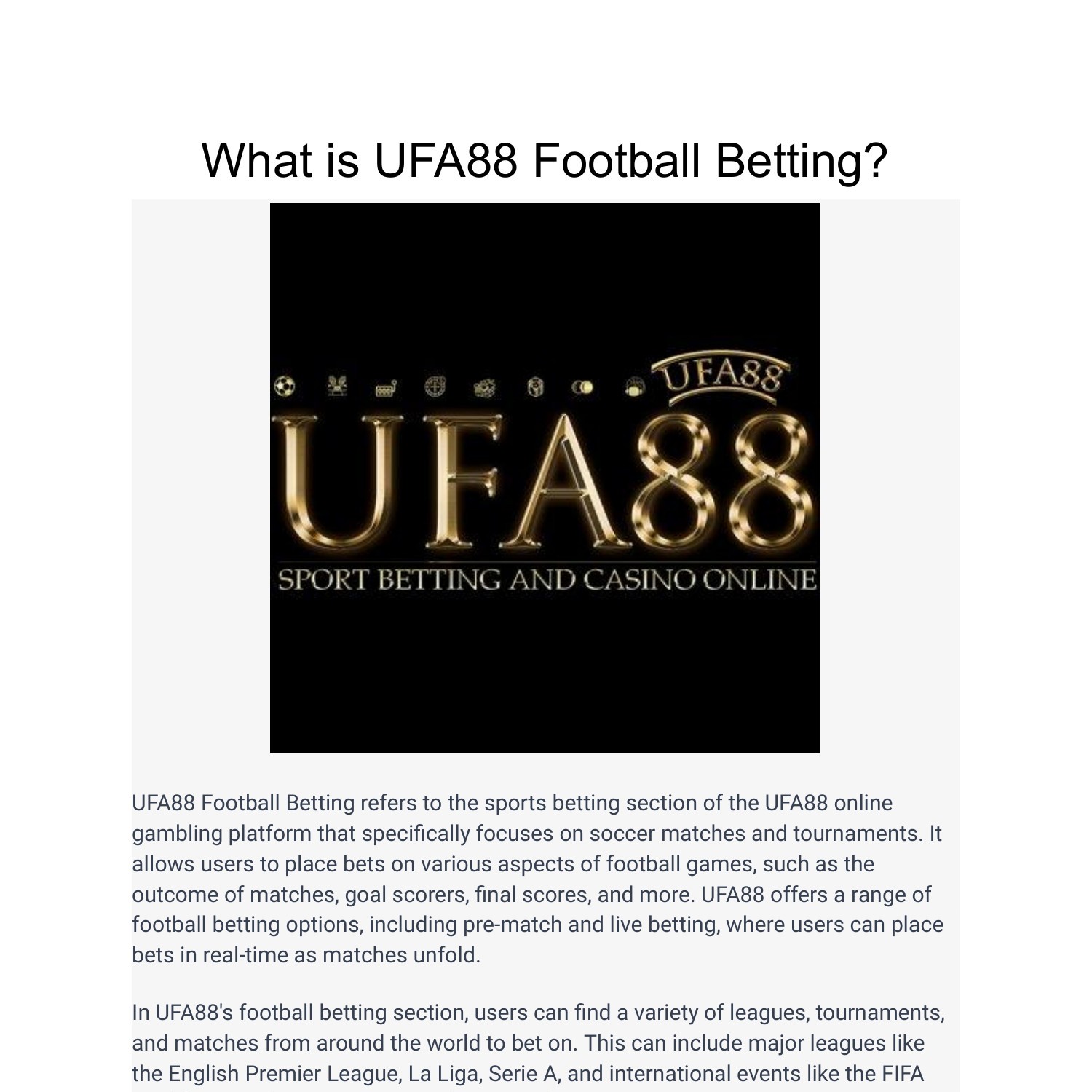 What is UFA88 Football Betting? by UFA88pro - Issuu