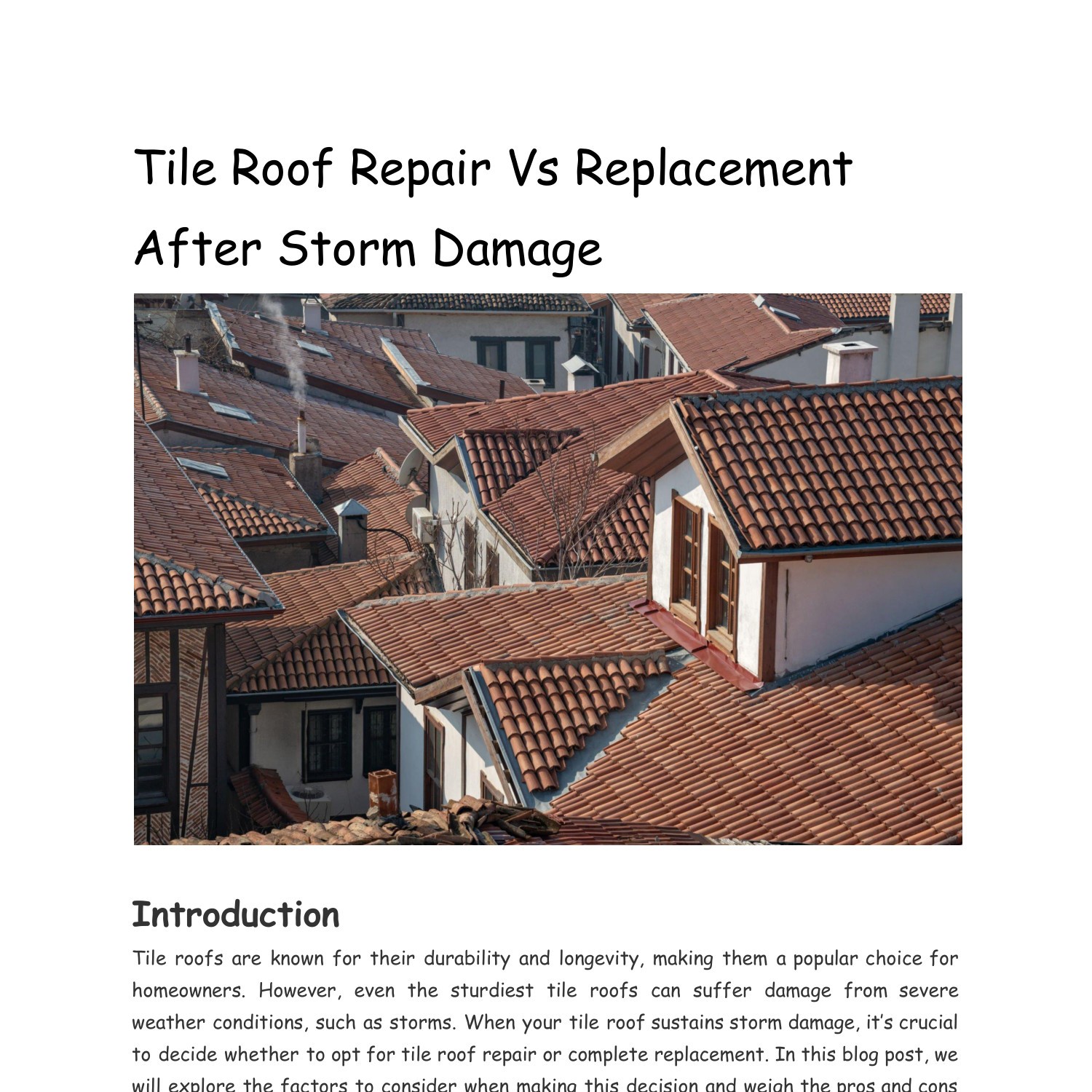 Tile Roof Repair Vs Replacement After Storm Damage Pdf Docdroid