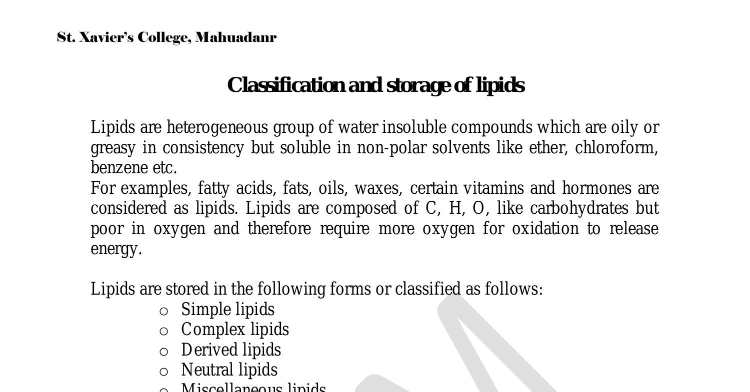 lipids assignment pdf