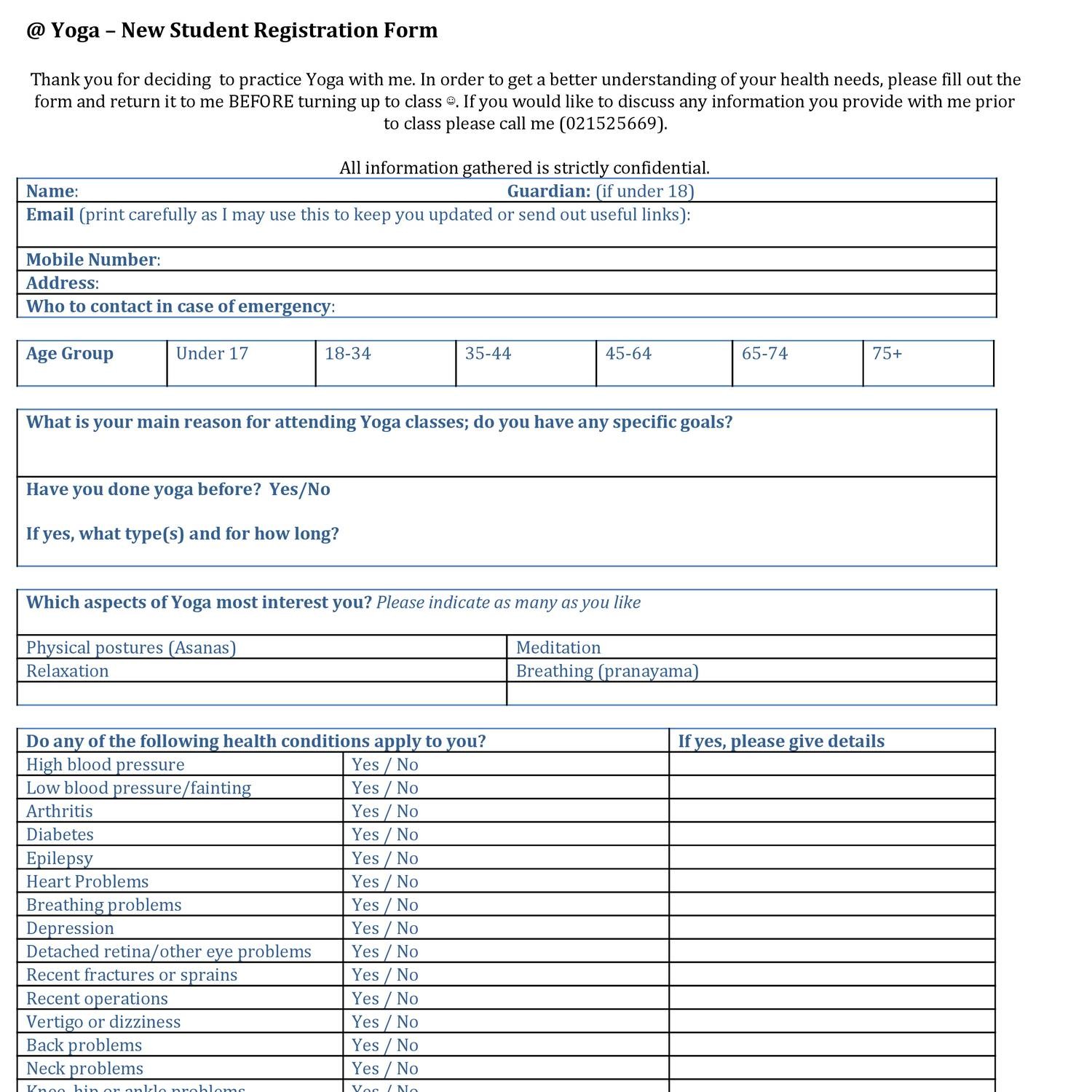 Template For Student Registration Form Free Sample Example Format 