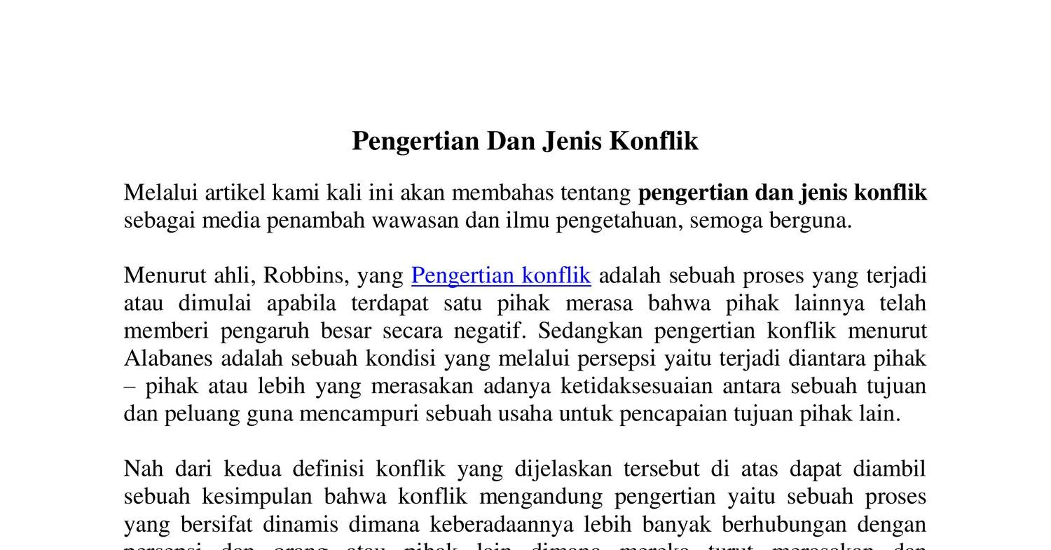 Pengertian Dan Jenis Konflik Docx Docdroid