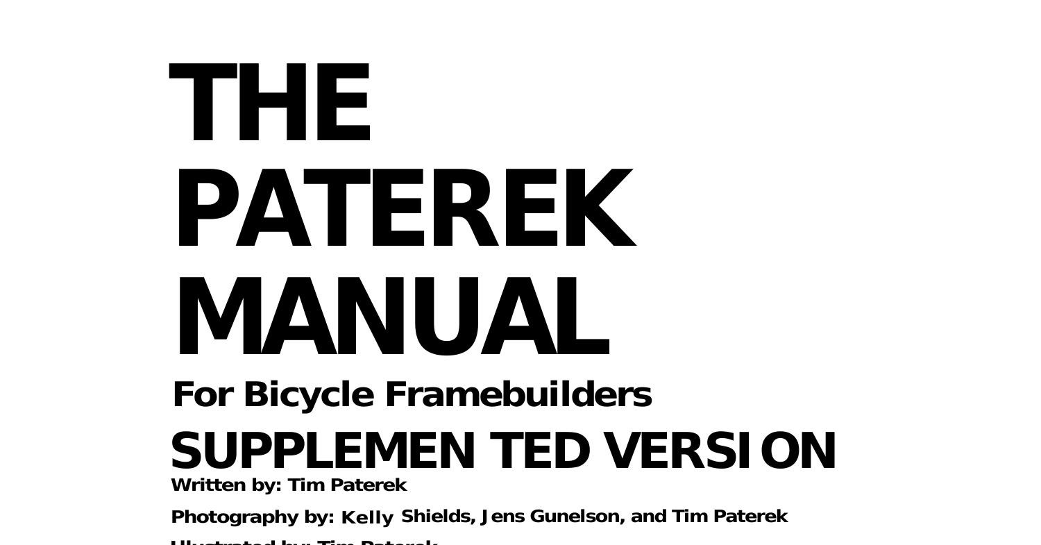 Tim paterek manual pdf