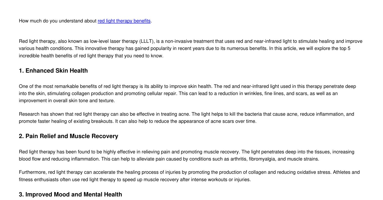 The Top 5 Incredible Health Benefits of Red Light Therapy You Need to