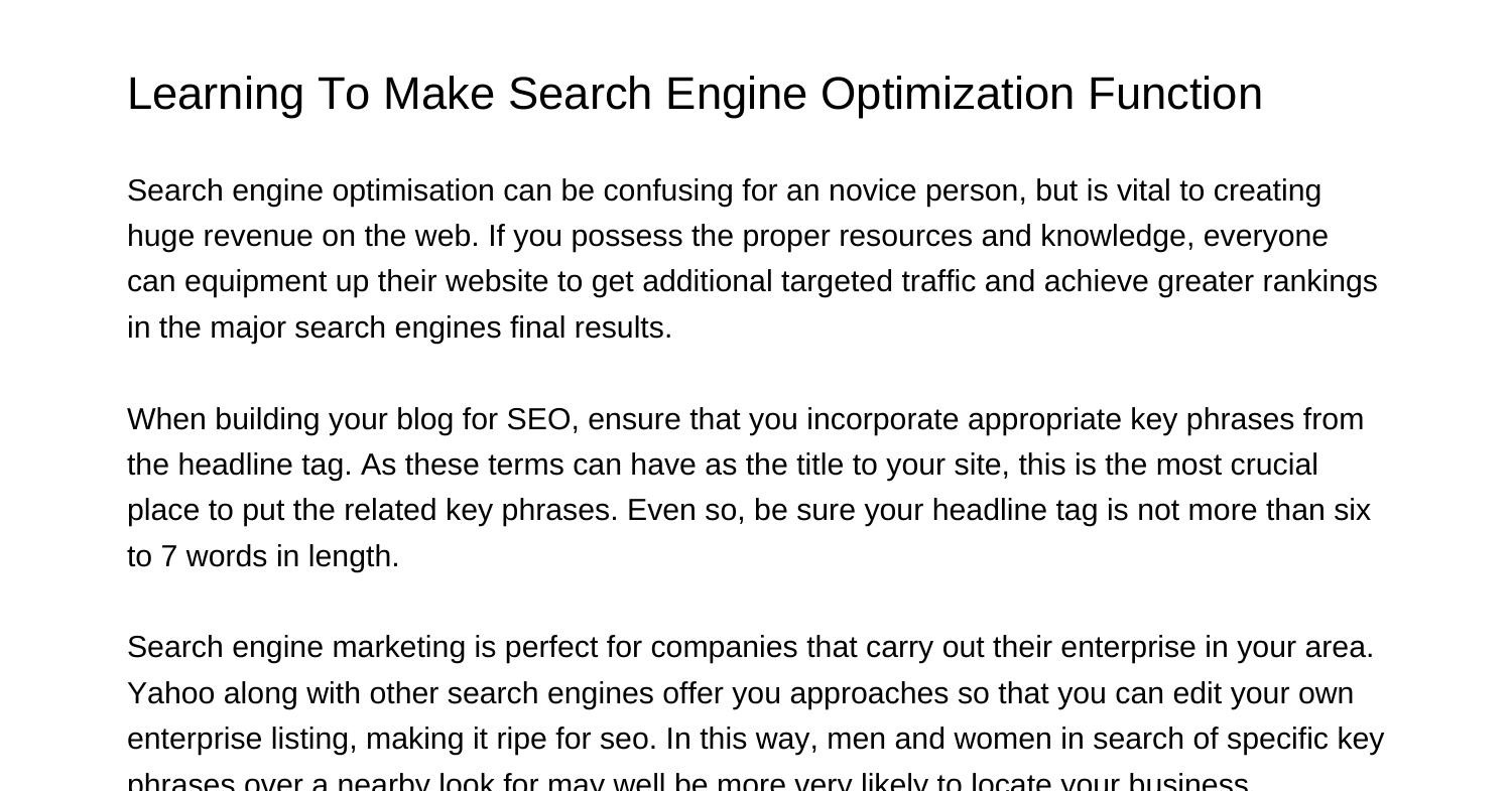 Steps To Make Search Engine Optimization Workimjmnpdfpdf Docdroid 