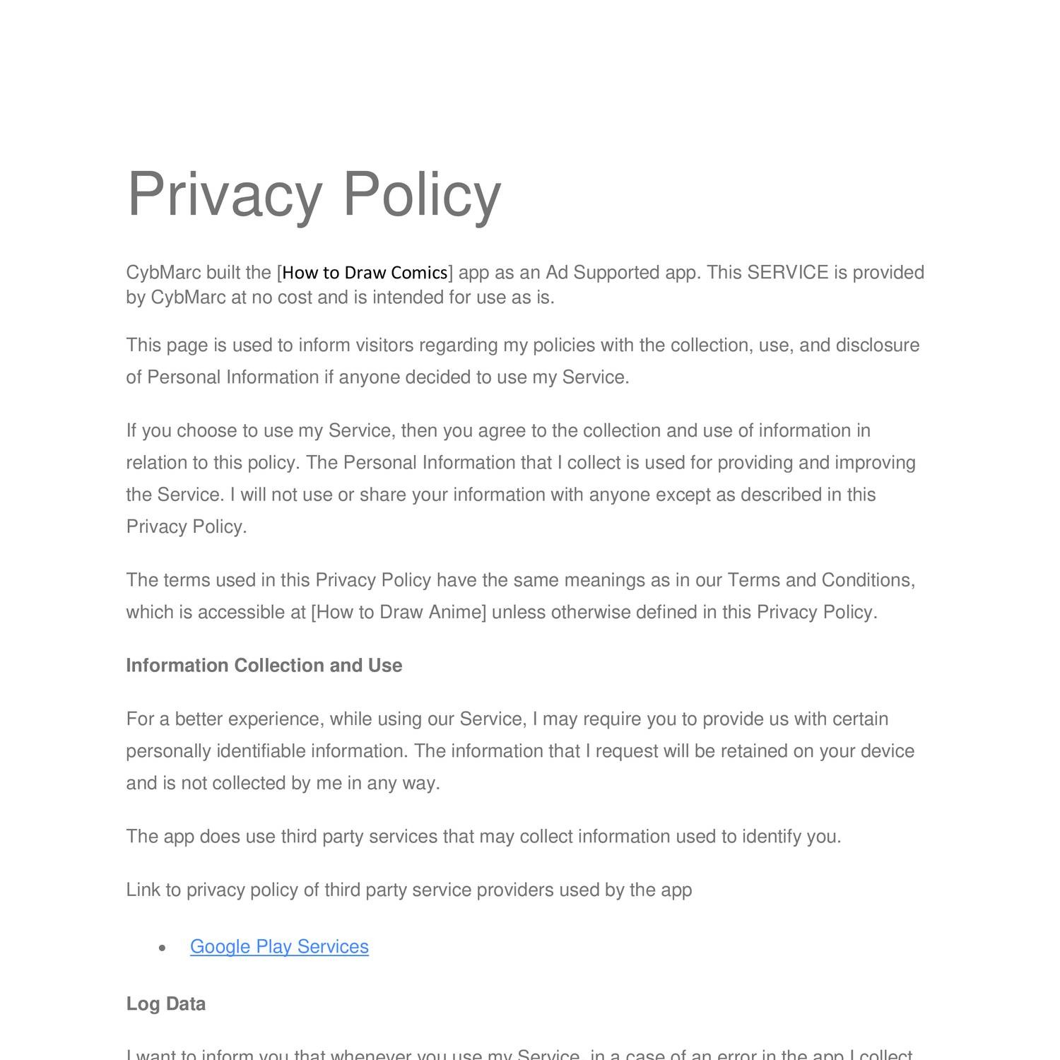 Privacy Policy How to Draw Comics.pdf | DocDroid