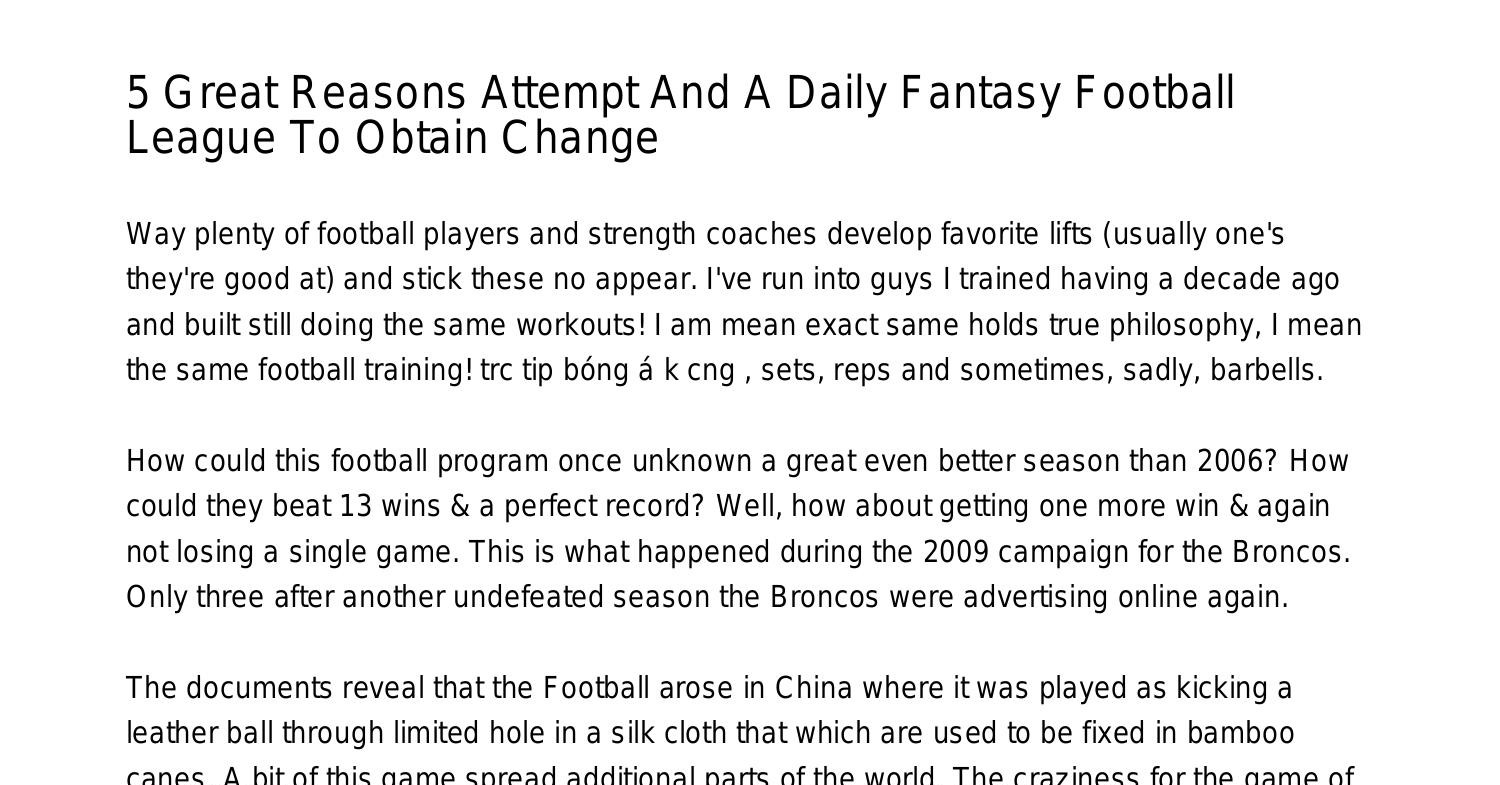 5-great-reasons-to-utilise-a-daily-fantasy-football-league-with-regard