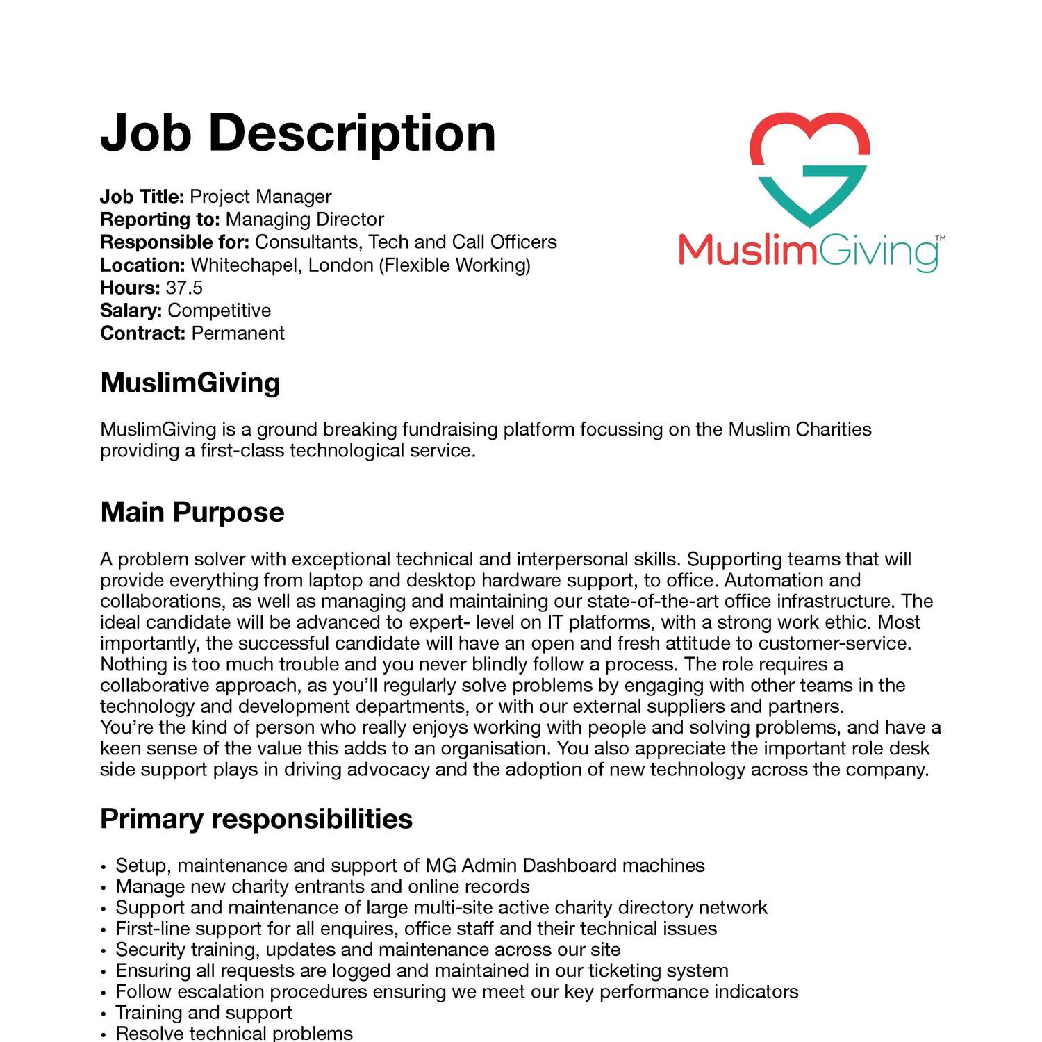 Job Description Project Manager pdf DocDroid