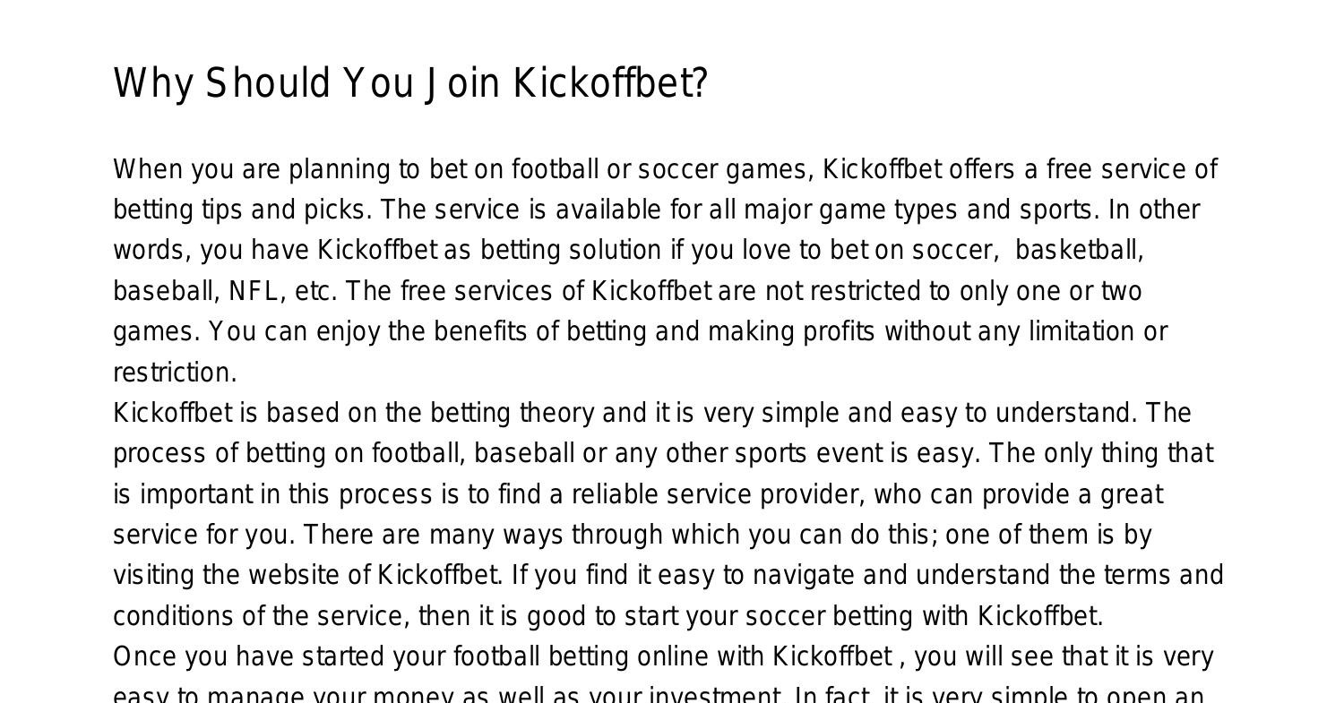 Why Should You Join Kickoffbet แทงบอลvckat Pdf Pdf Docdroid