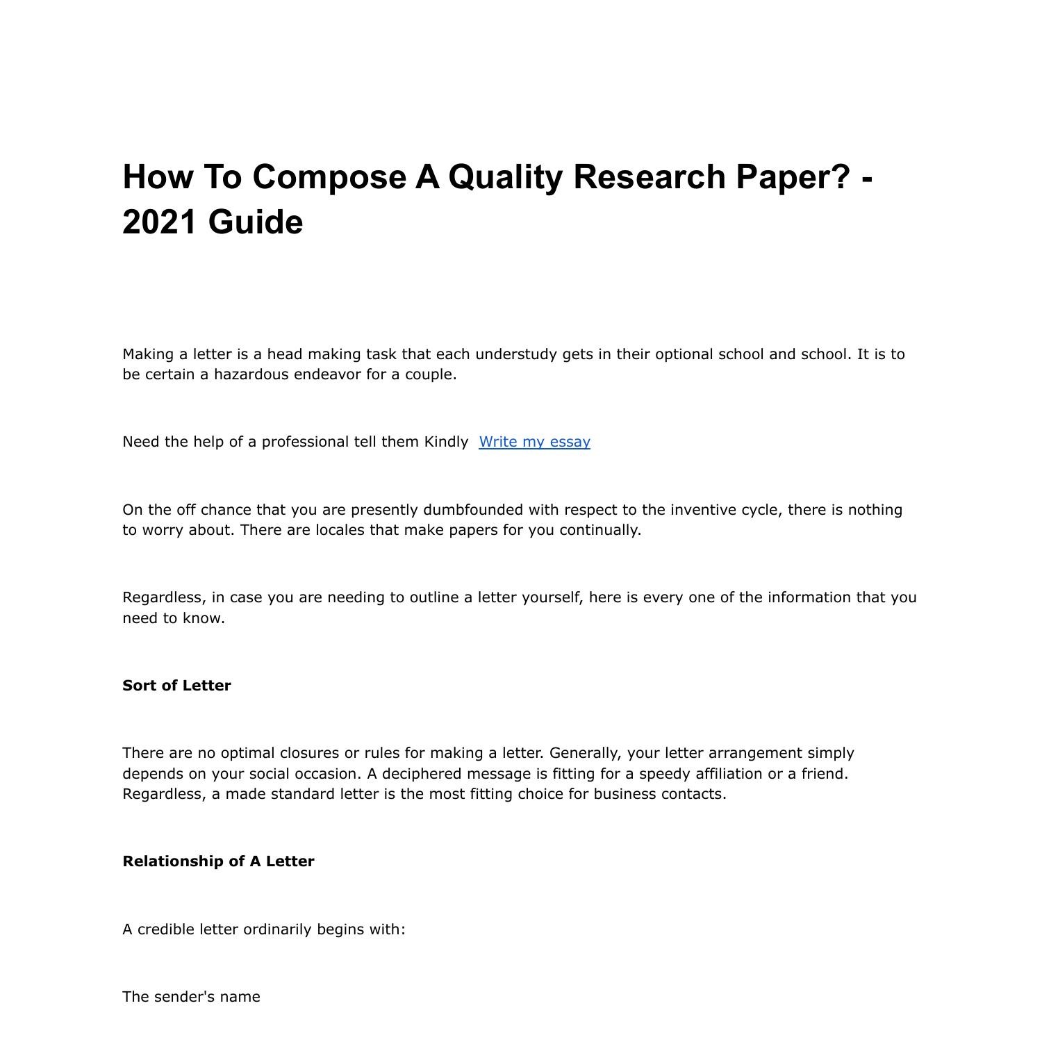 basis for a quality research paper