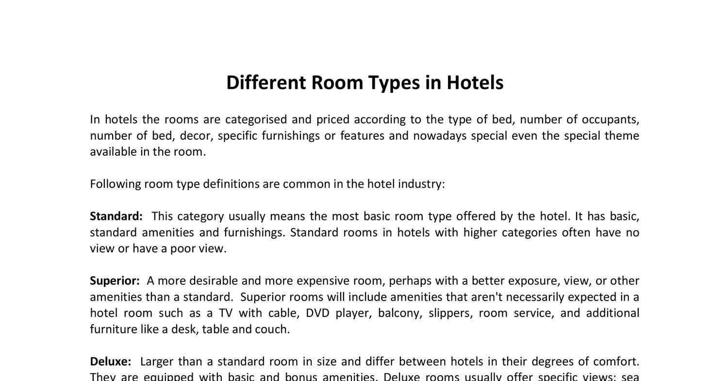 Different Hotel Room Types 