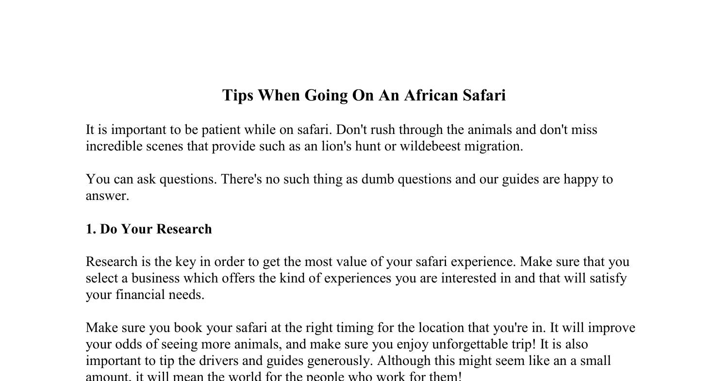 on an african safari class 5 question answer