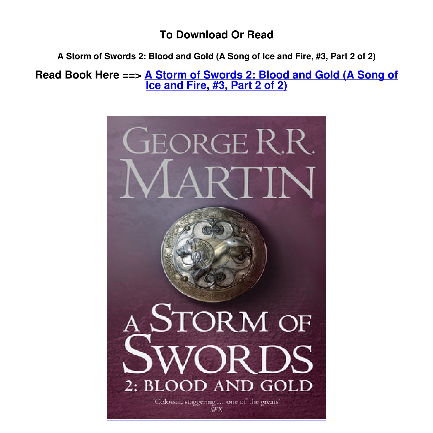 Epub Download A Storm Of Swords 2 Blood And Gold A Song Of Ice And Fire 