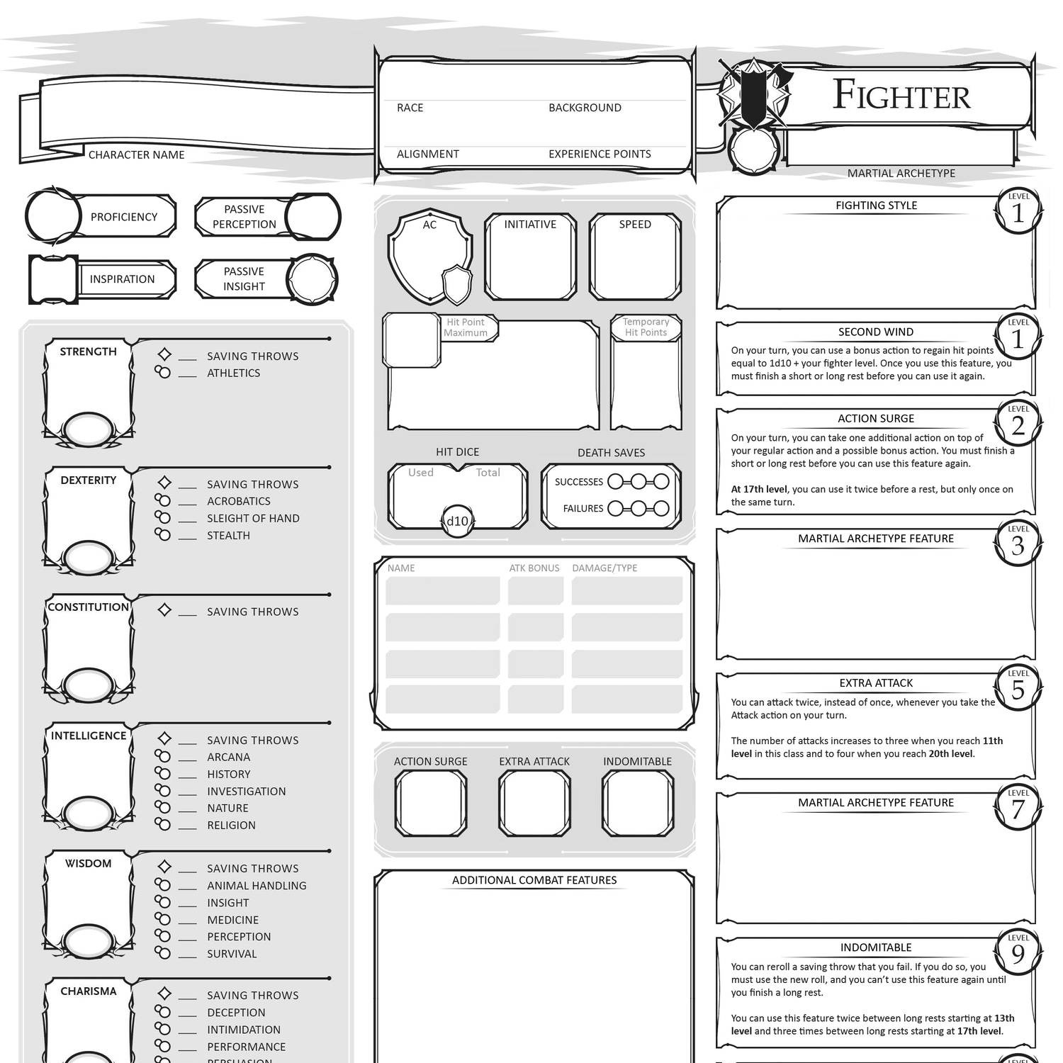 artstation character sheet for dd 5th edition william printable
