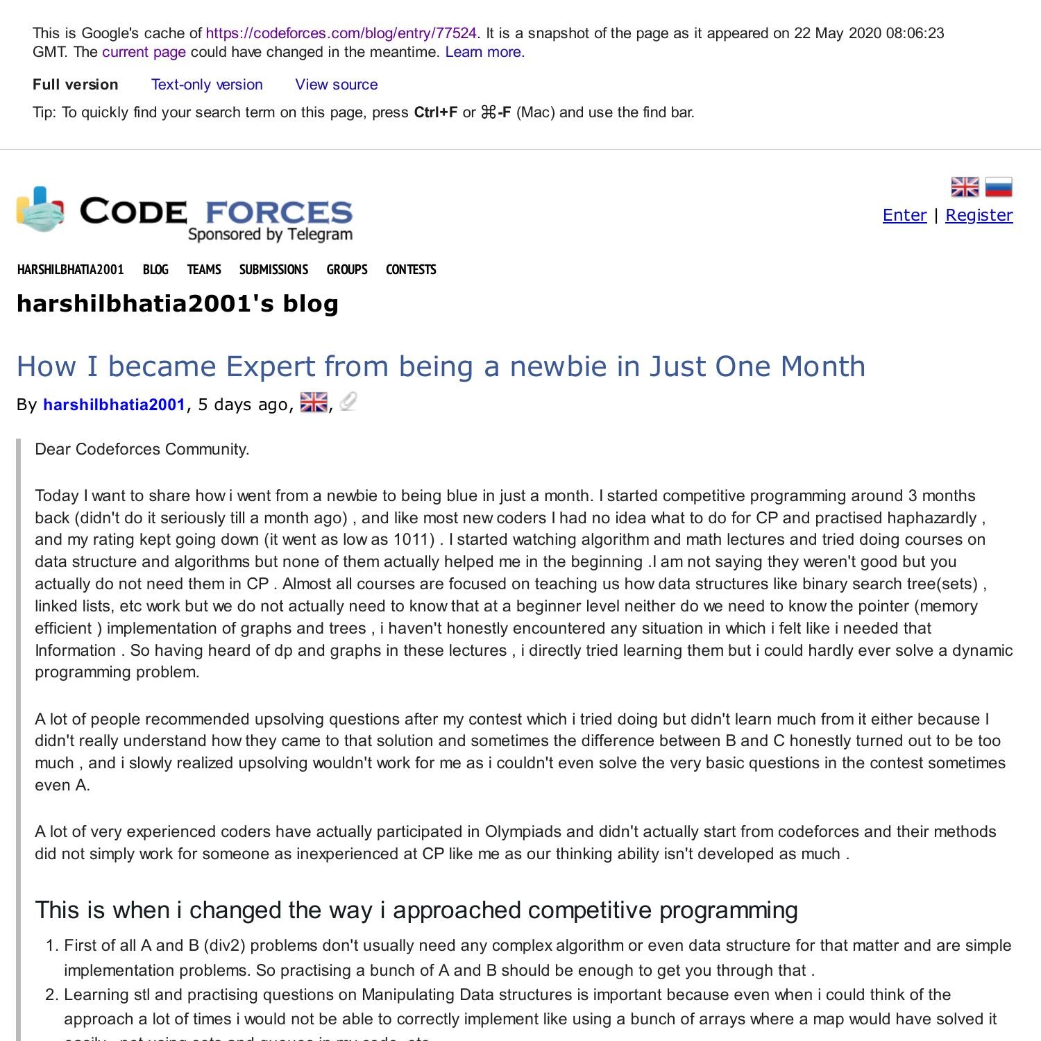 Blog entries - Codeforces
