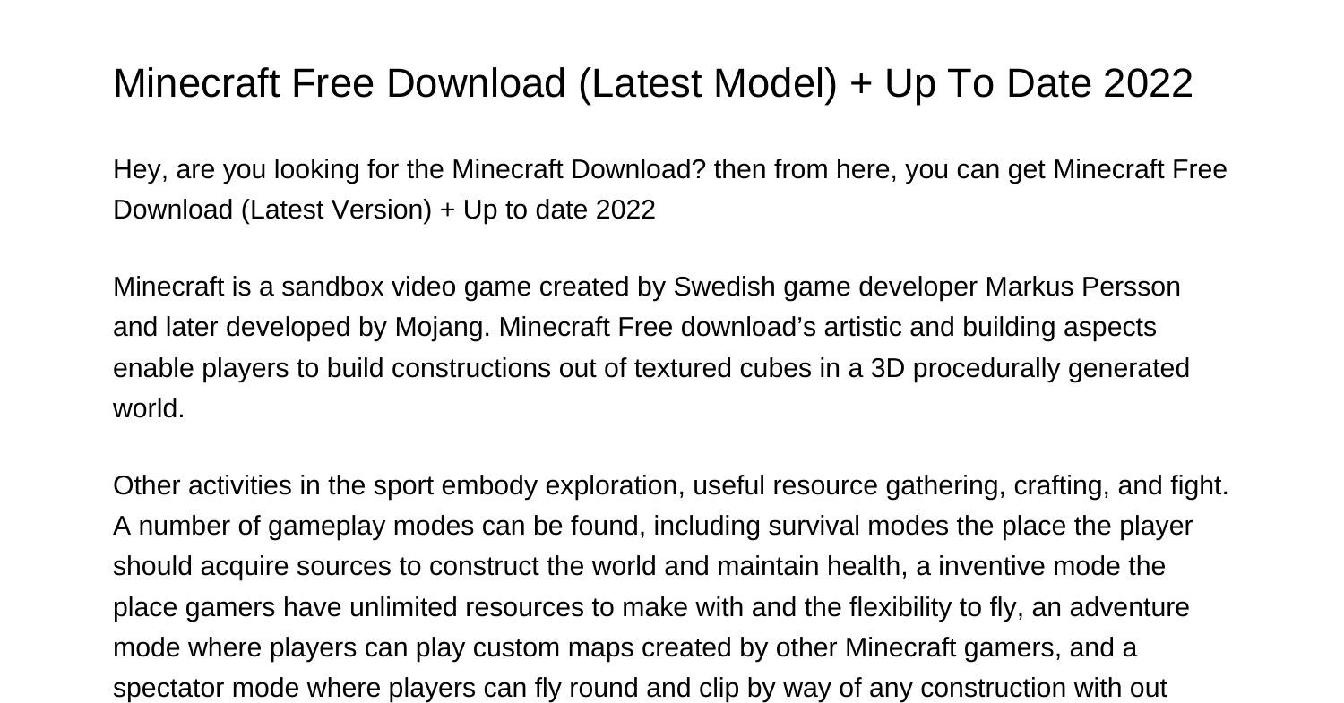 minecraft new version 2022 download mediafıre