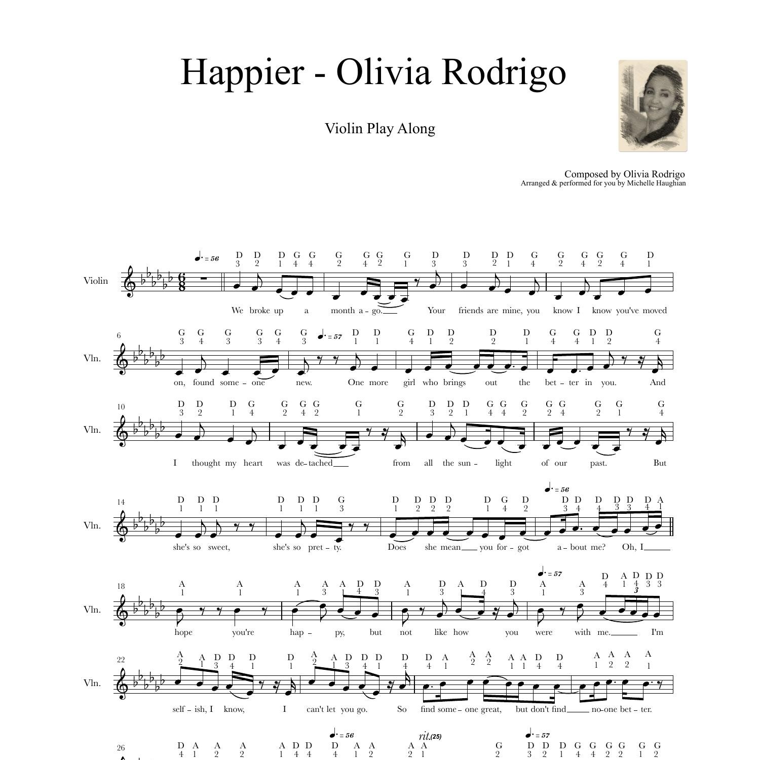 Happier Music Sheet Olivia Rodrigo