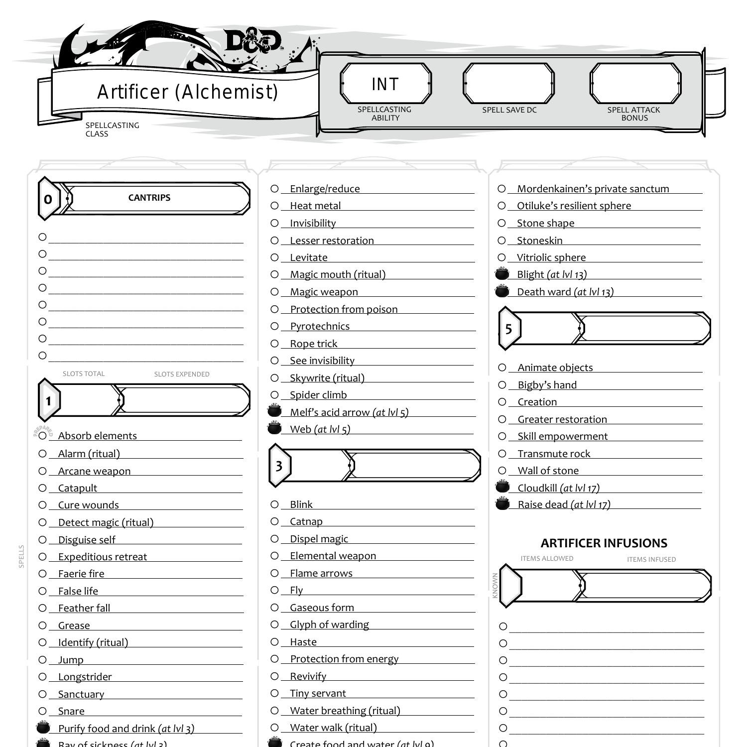 Artificer Spell Sheet.pdf | DocDroid