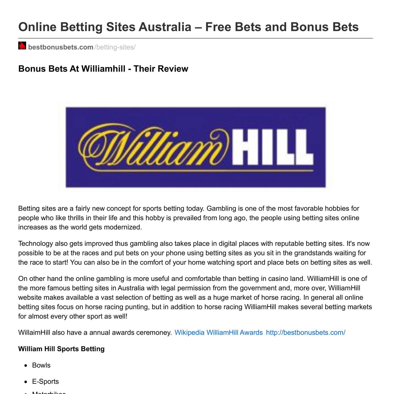 Bestbonusbets.com-Online Betting Sites Australia Free Bets And Bonus ...