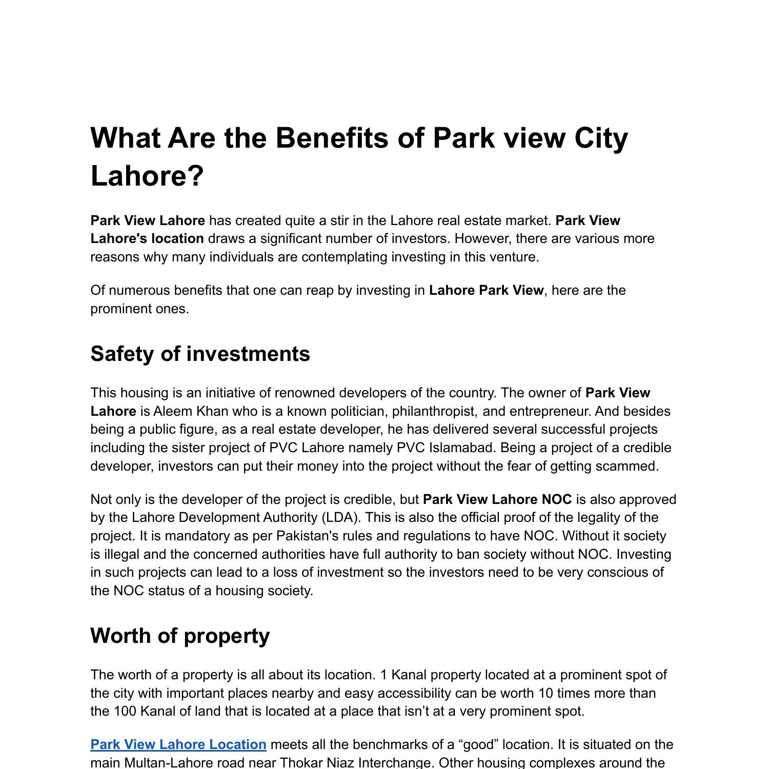 what-are-the-benefits-of-park-view-city-lahore-pdf-docdroid