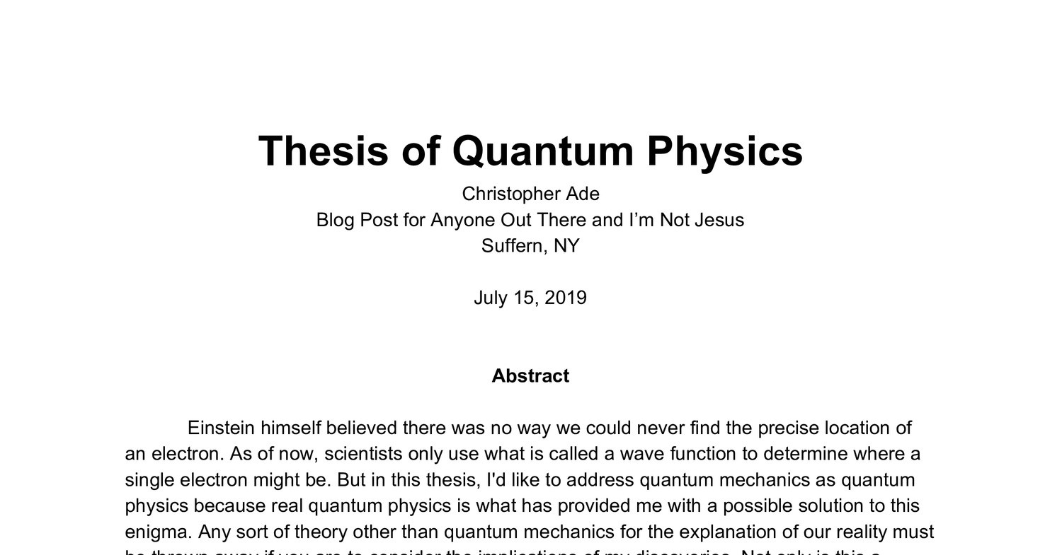 quantum information phd thesis