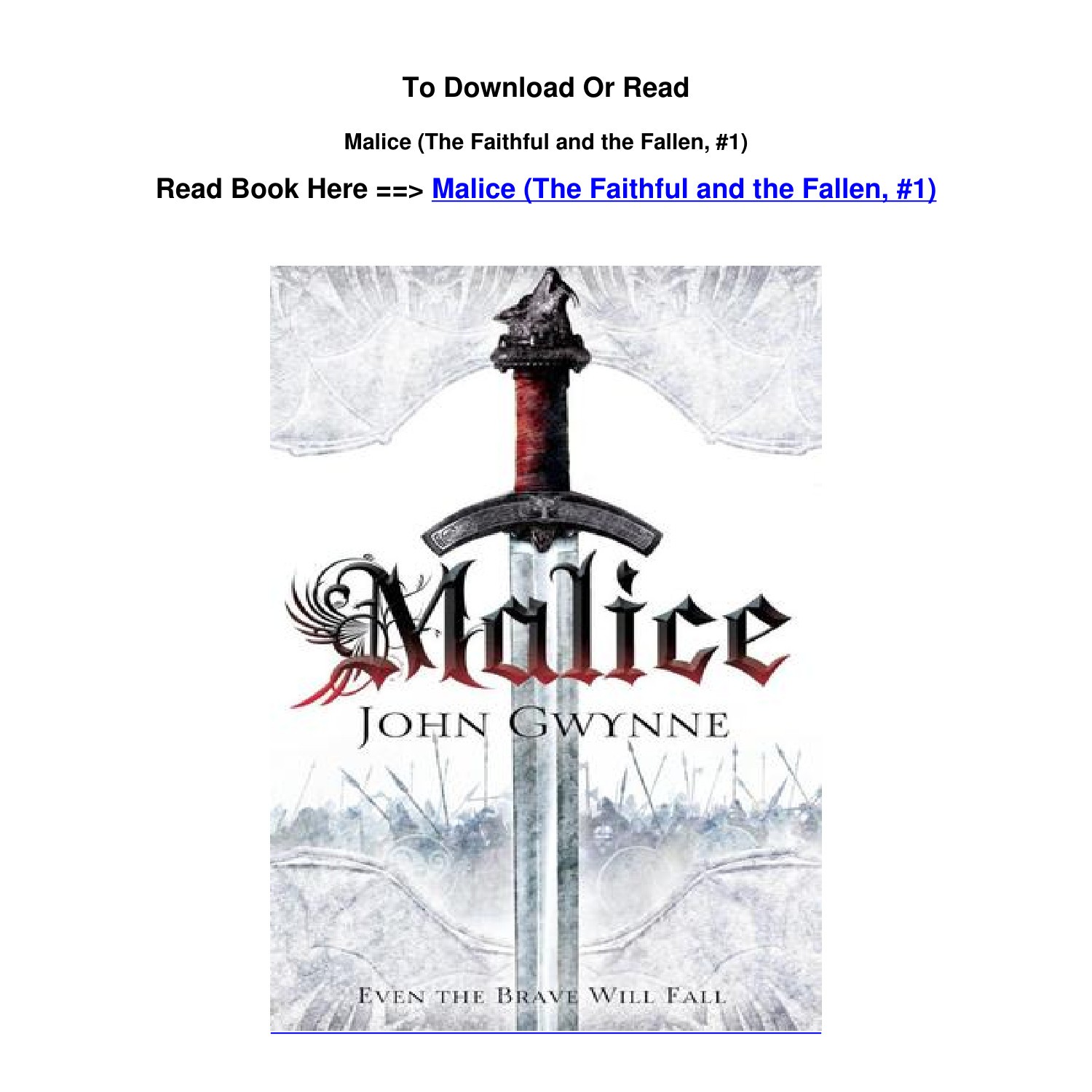 download EPUB Malice The Faithful and the Fallen 1 BY John Gwynne.pdf ...