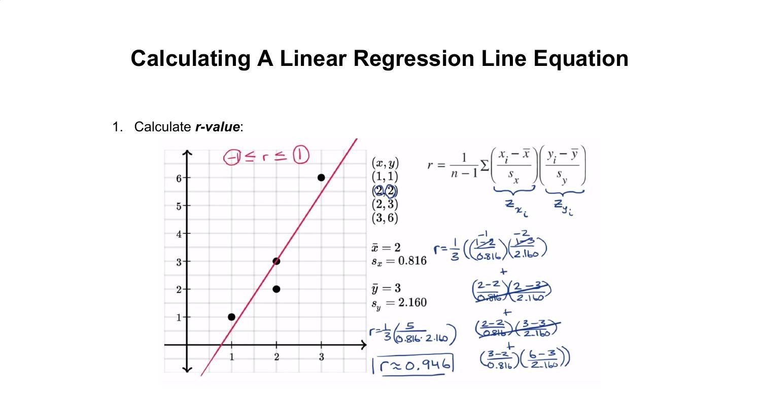 use linear regression equation to calculate r