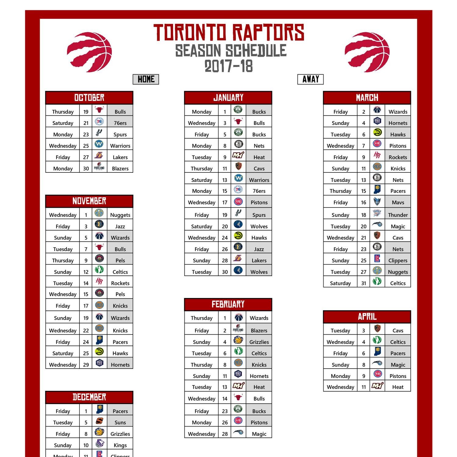 2017 18 Raptors Schedule pdf DocDroid