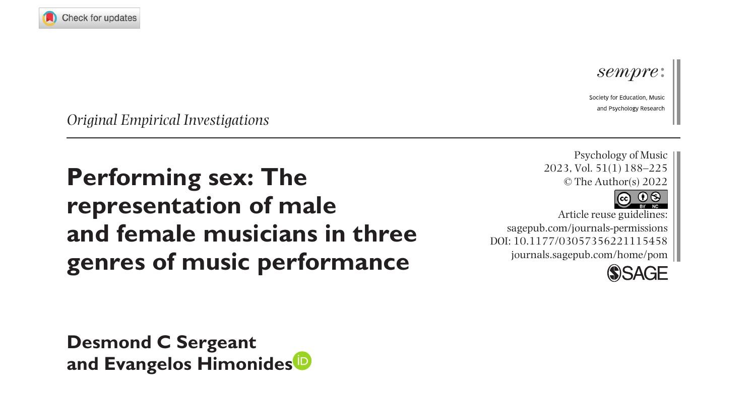 Sergeant Himonides 2022 Performing Sex The Representation Of Male And Female Musicians In Three 