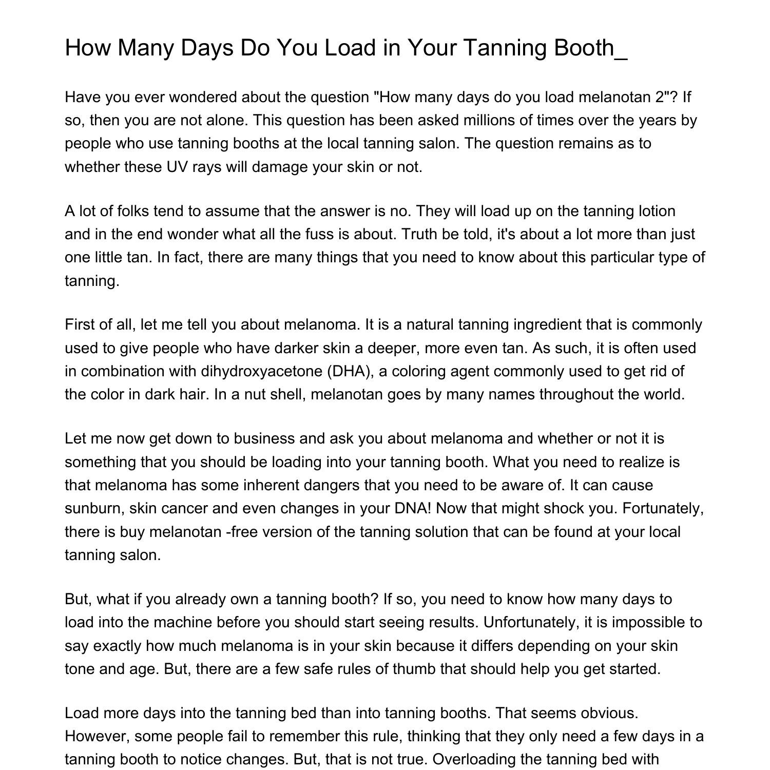 How Many Days Do You Load in Your Tanning Boothmjsgk.pdf.pdf DocDroid