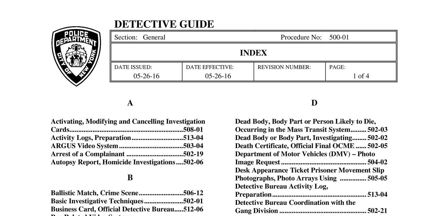 Nypd Detective Guide 05 26 16 Pdf Docdroid