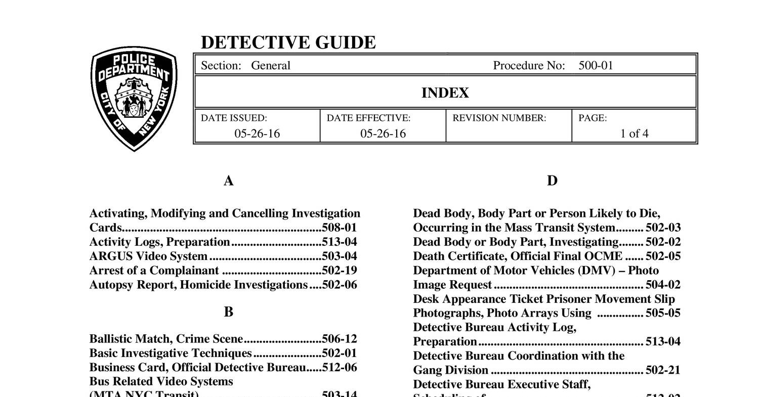 Nypd Detective Guide 05 26 16 Pdf Docdroid