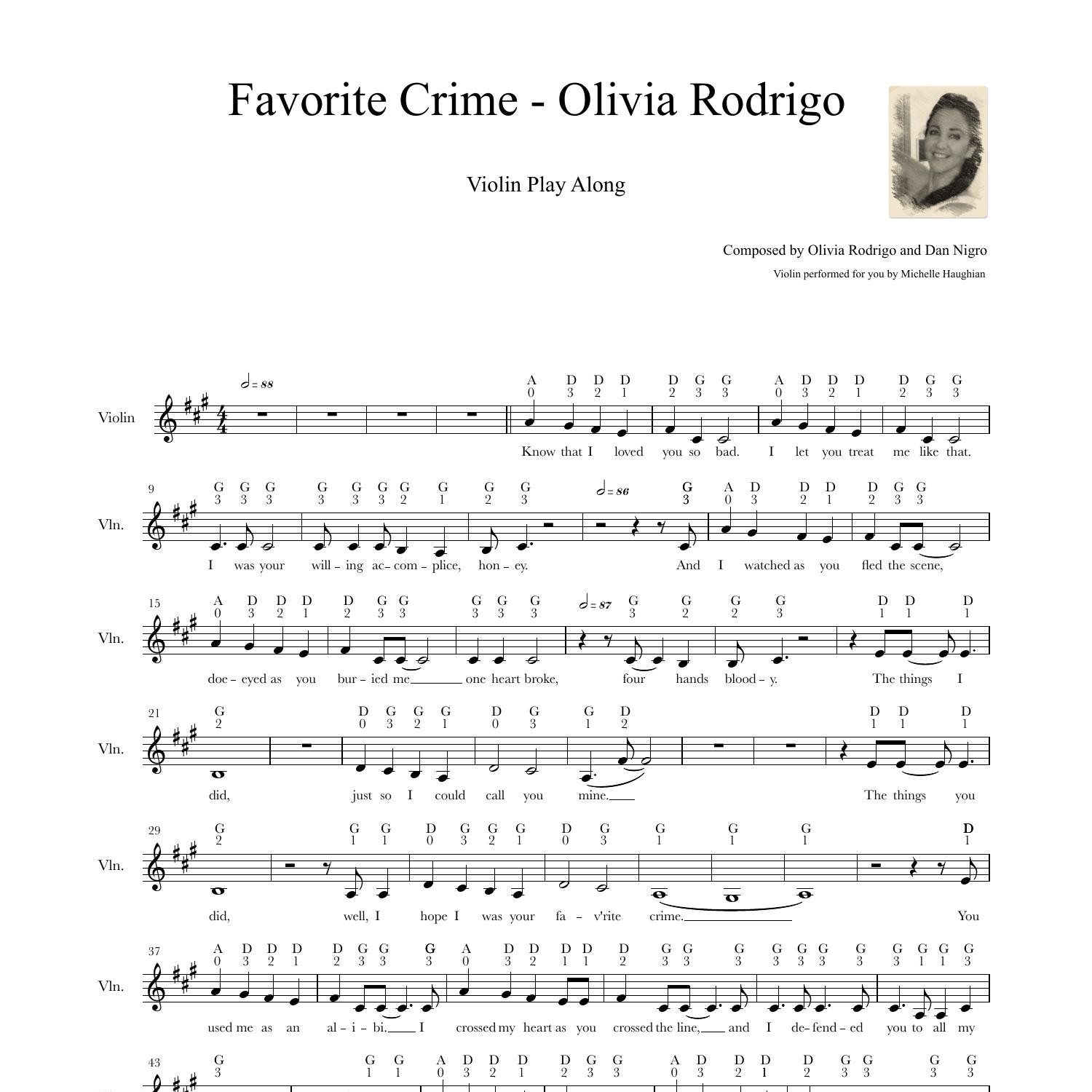 OLIVIA RODRIGO - TRAITOR Sheets by Adela la del violin