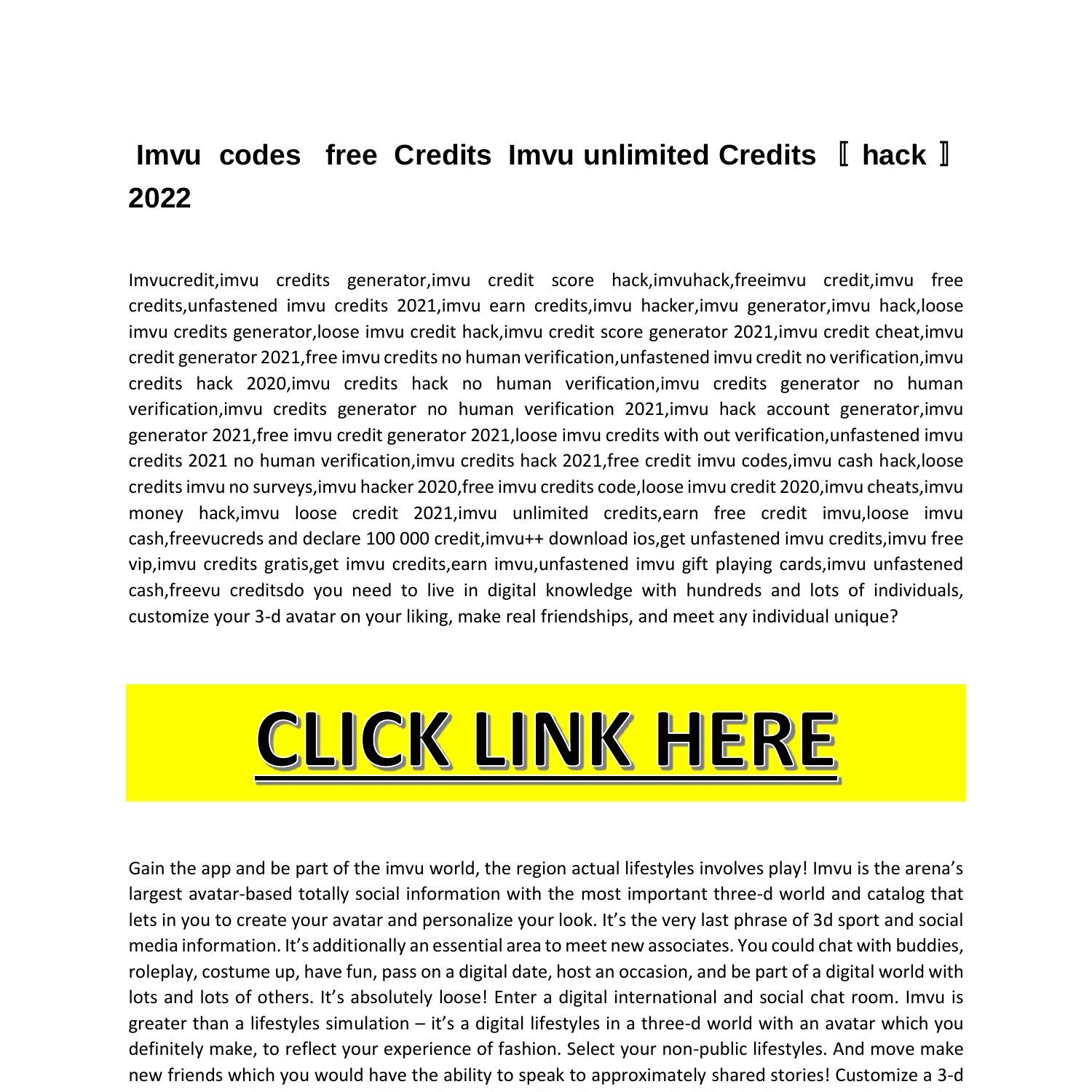Imvu codes free Credits Imvu unlimited Credits.pdf DocDroid
