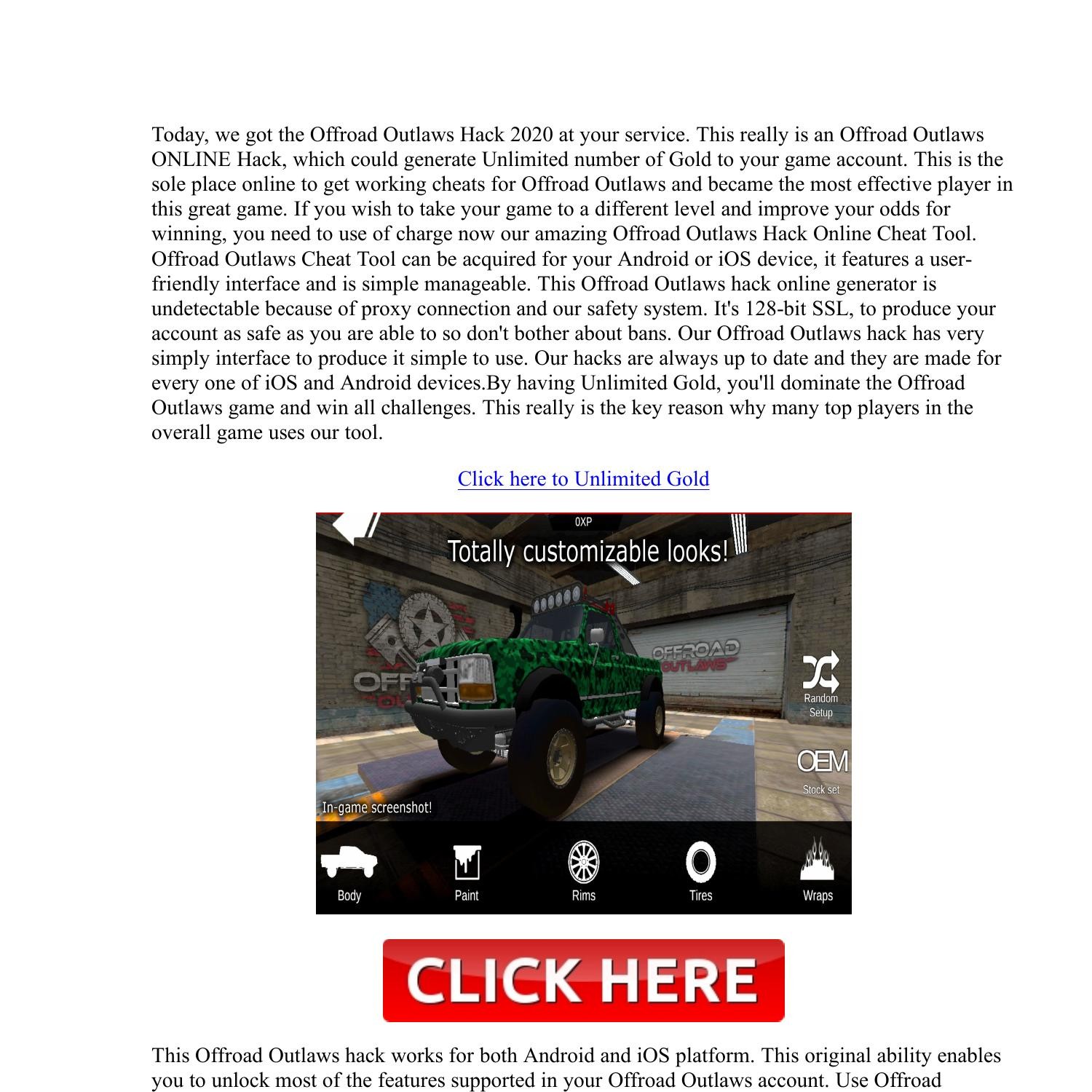 offroad outlaws cheats ios