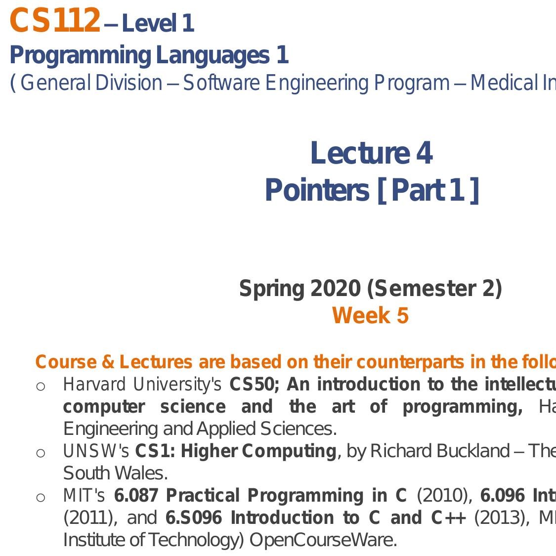 CS112 Programming Languages 1 (Lecture 4 - Spring 2020).pdf | DocDroid