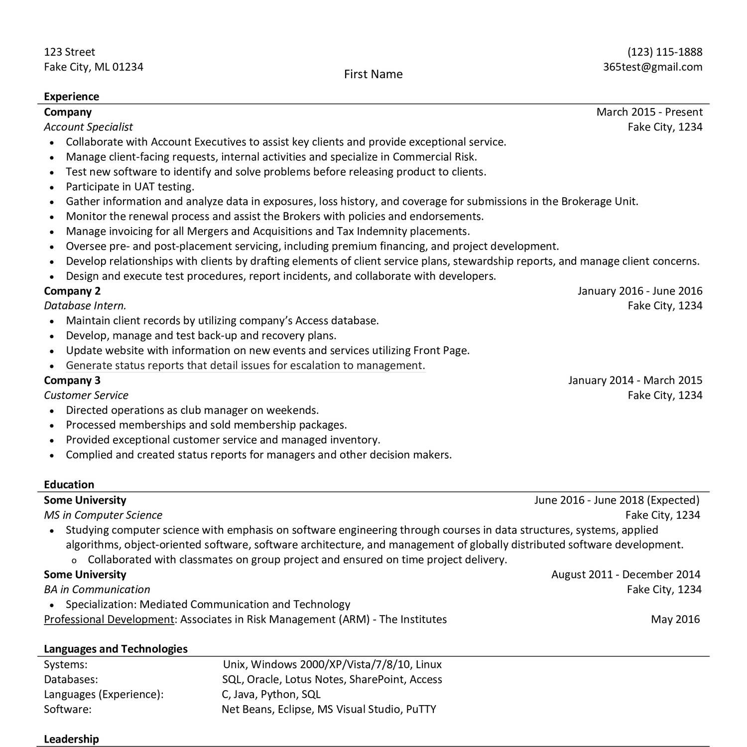 Fake Resume.pdf | DocDroid