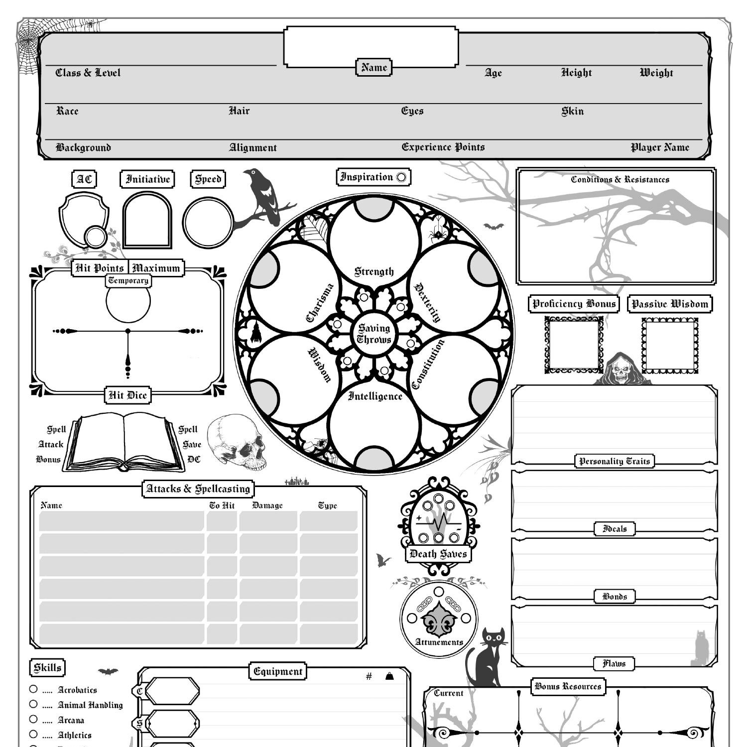 5e Gothic Character Sheet Fillable Pdf Docdroid