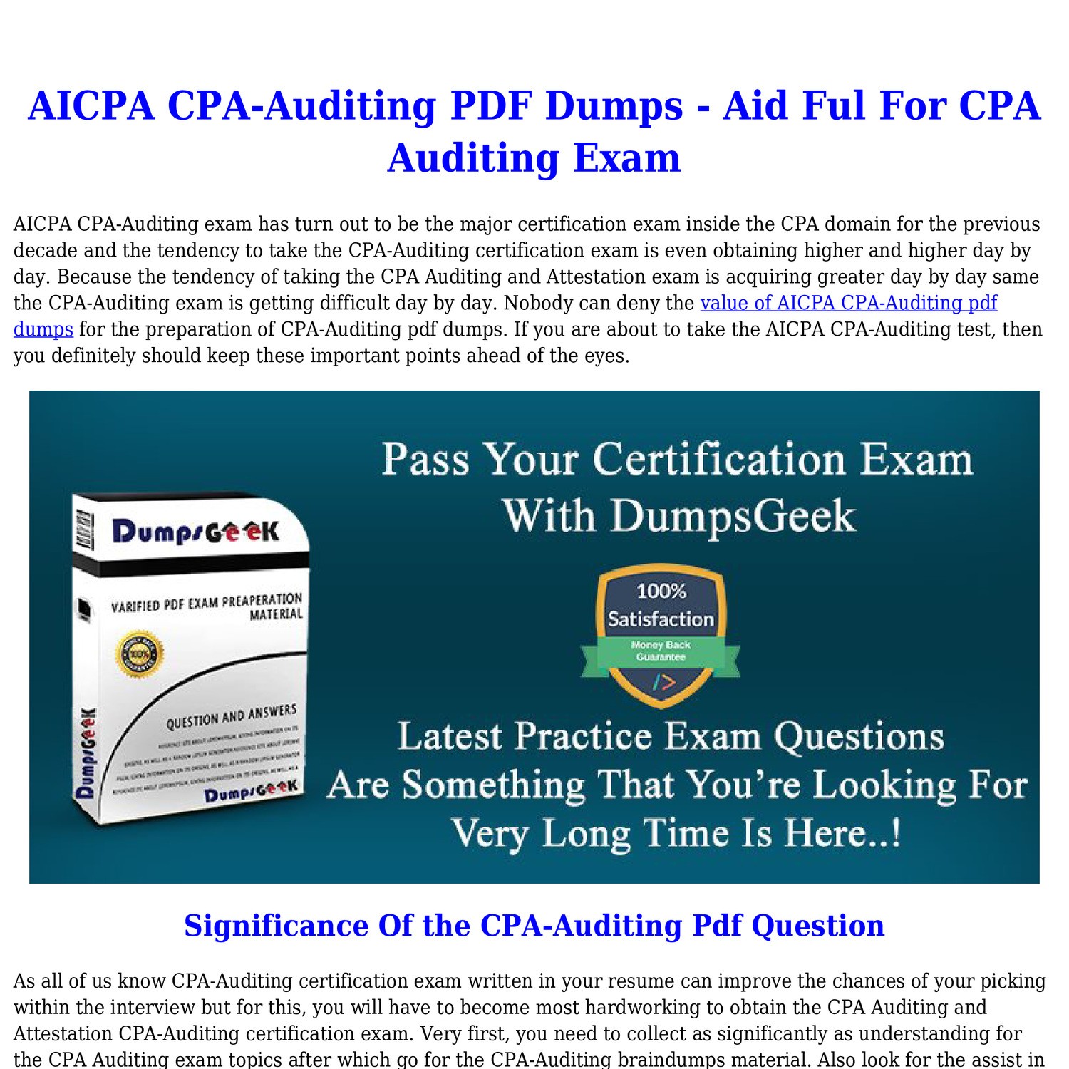 How Suitable CPA-Auditing PDF Dumps To Pass CPA-Auditing Test.pdf ...