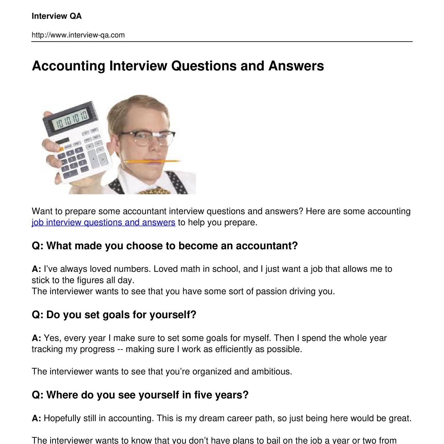 Accounting interview questions and answers pdf DocDroid