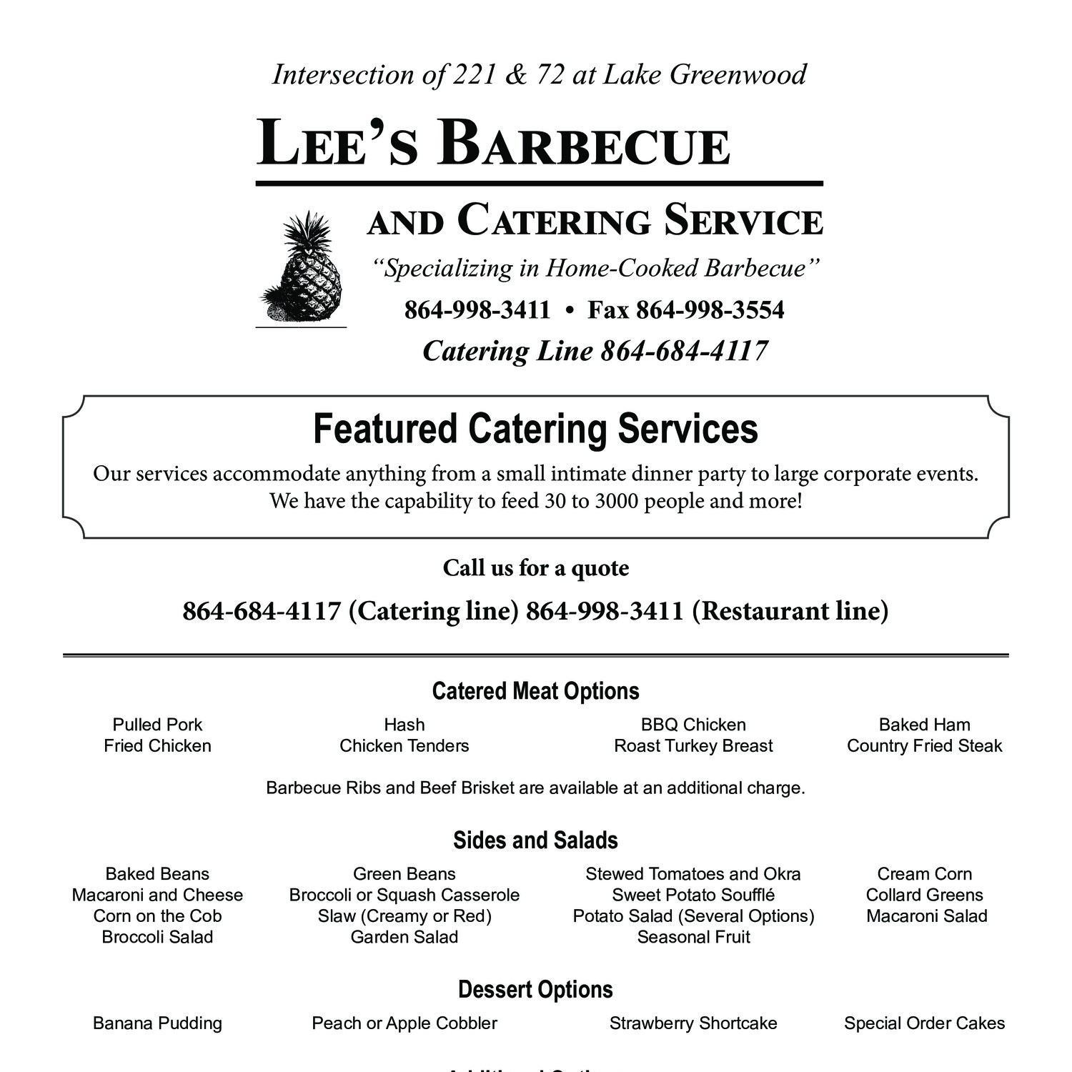 clearview bbq catering menu