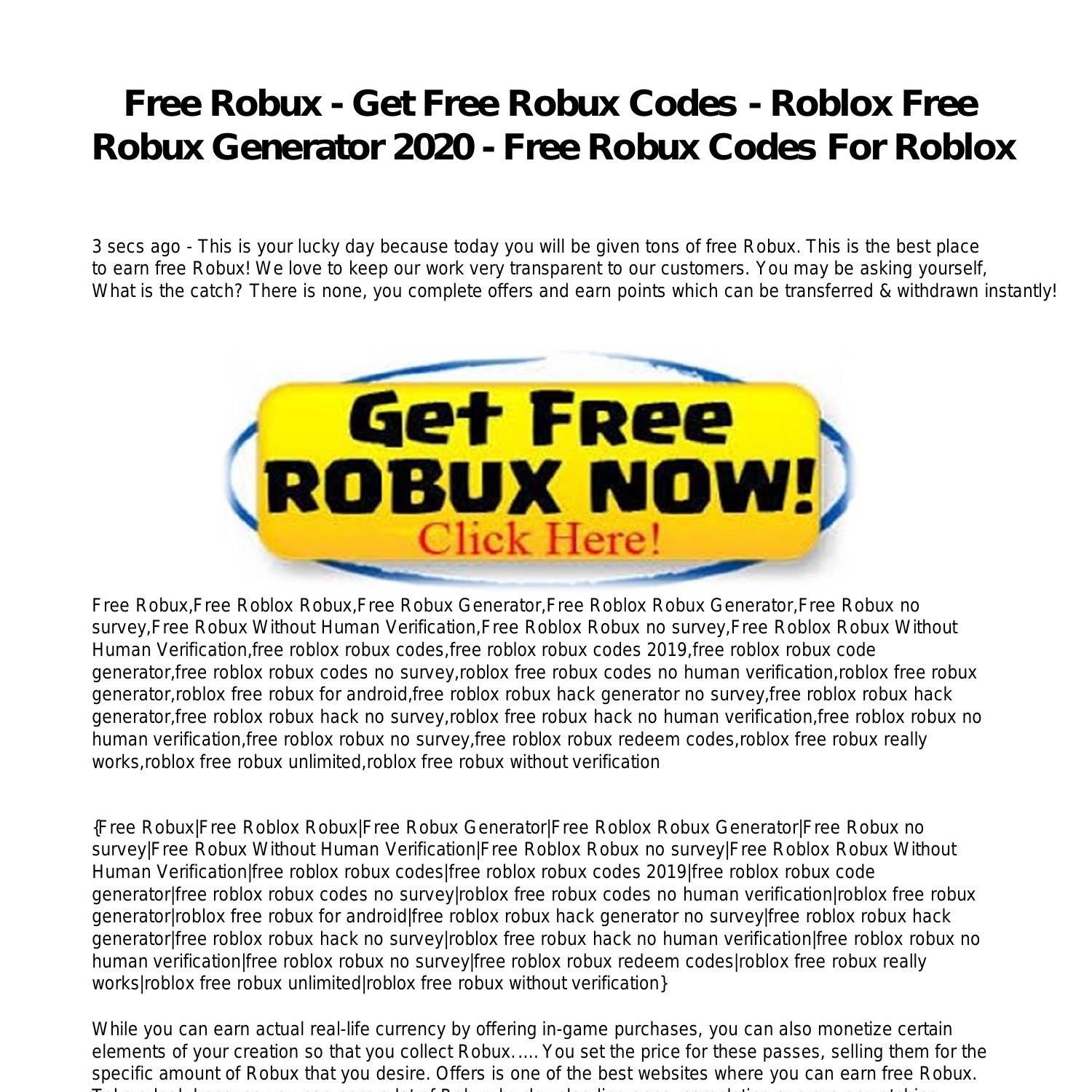 Free Robux Get Free Robux Codes Roblox Free Robux Generator 2020