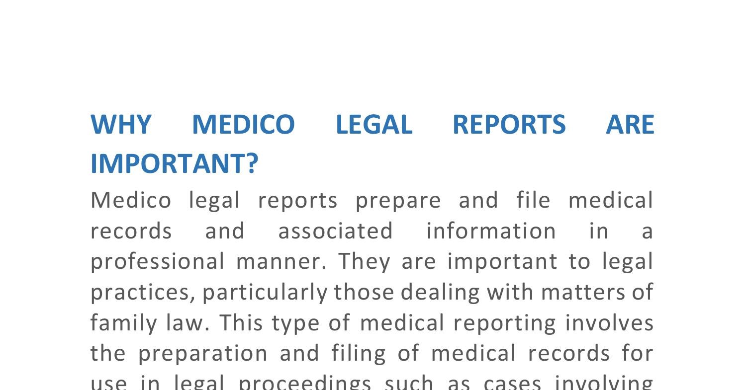 Examples Of Medico Legal Reports